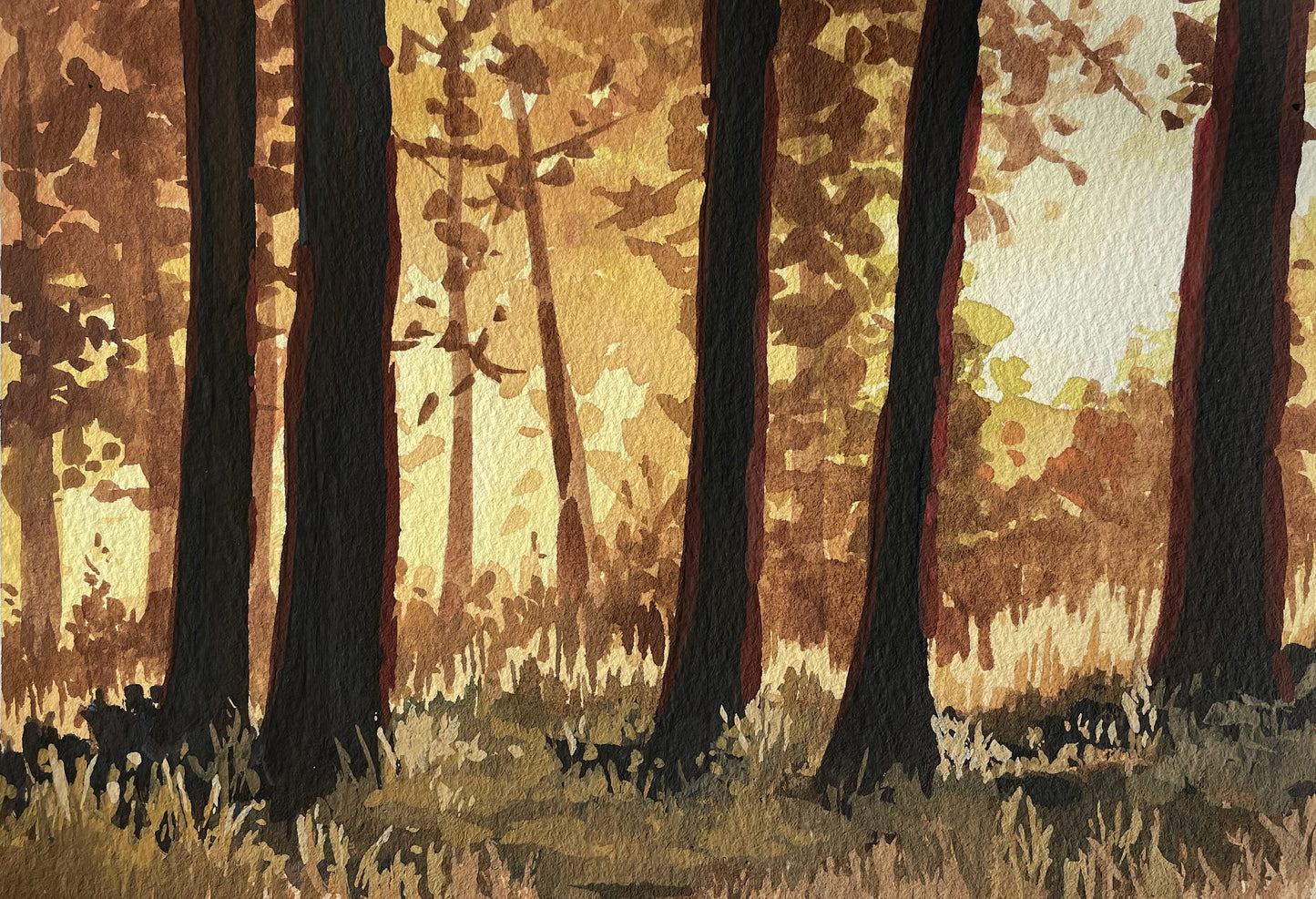 'Autumn's Gold' Original Gouache Painting