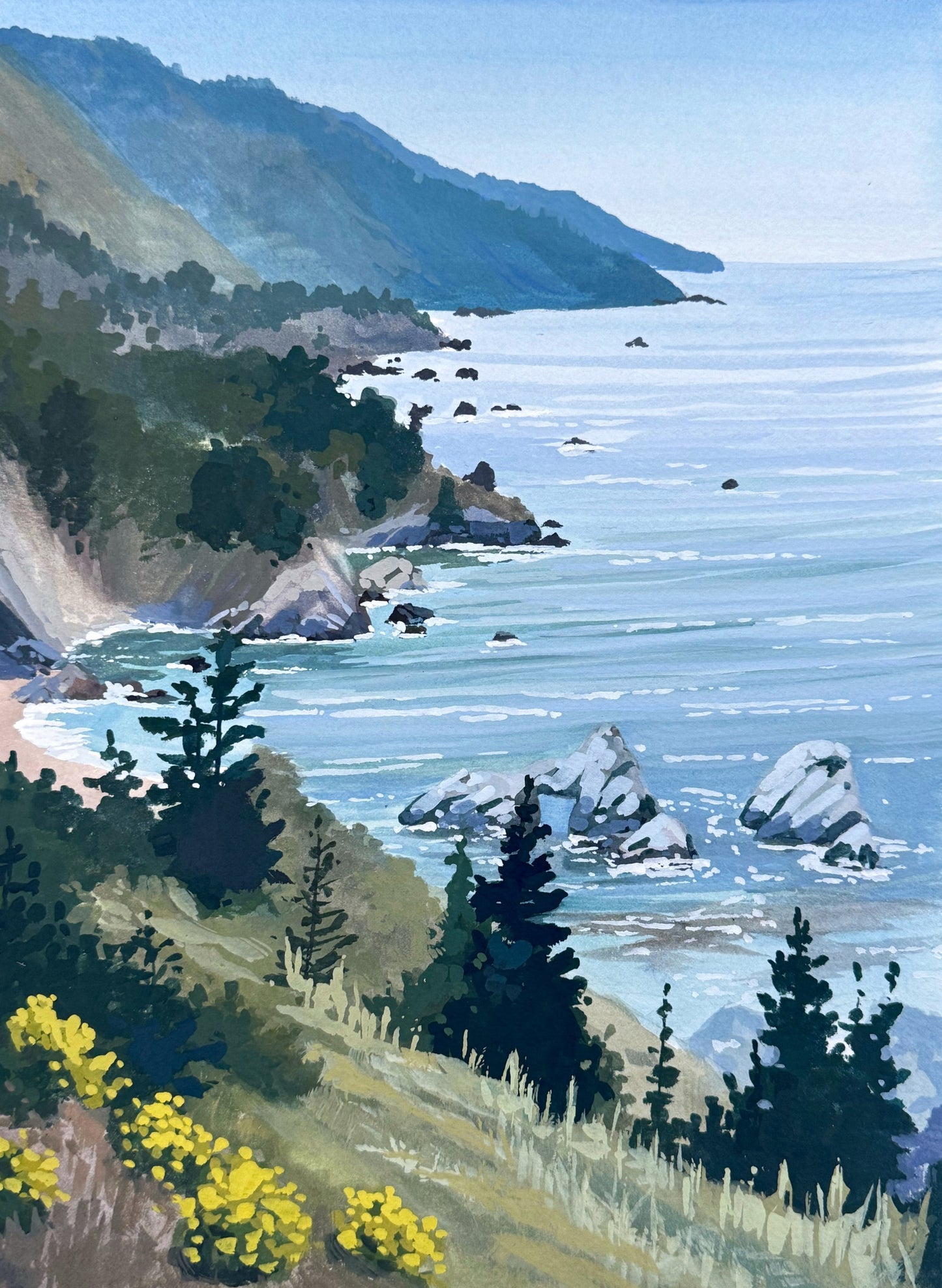'Big Sur ii' Original Gouache Painting
