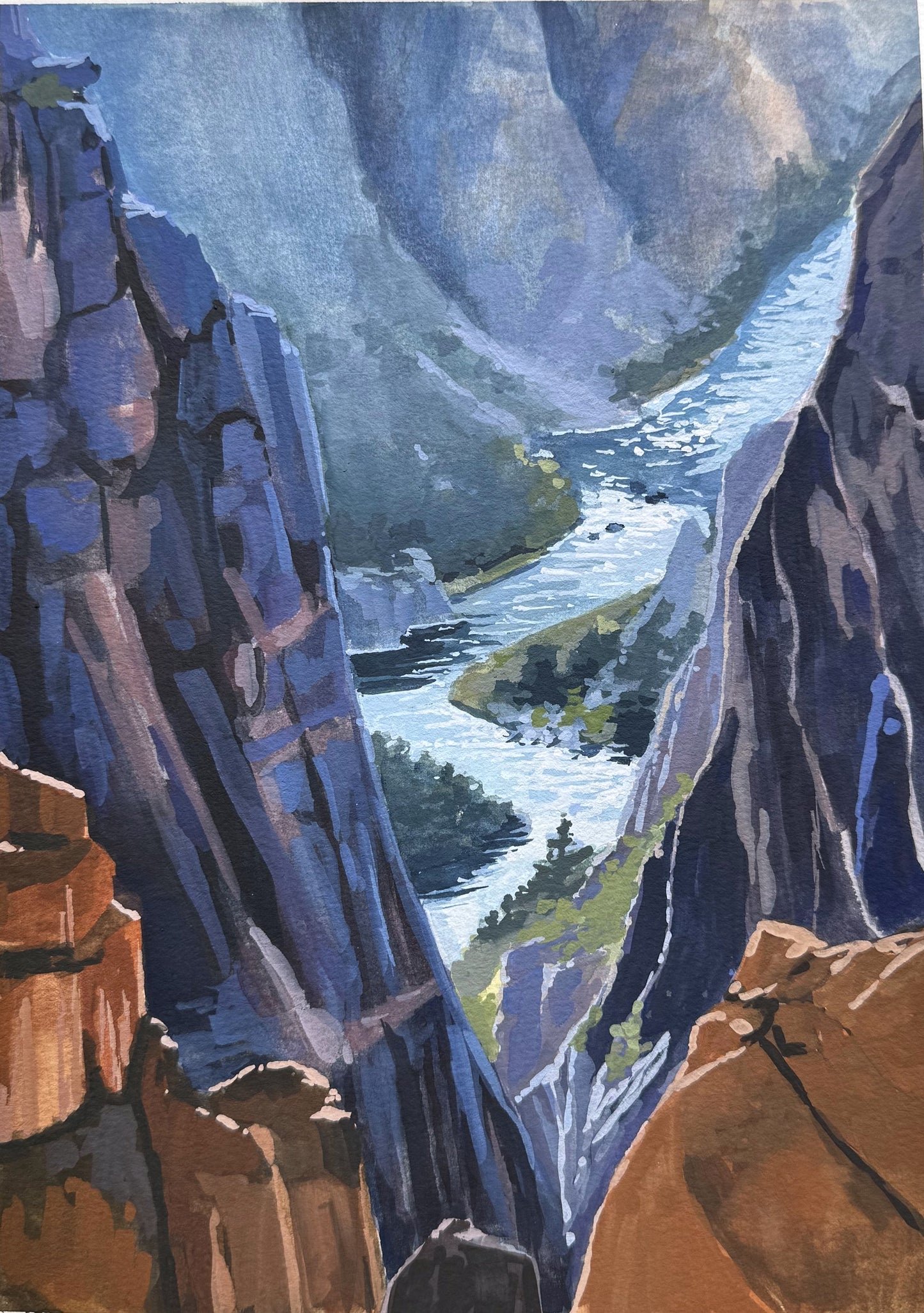 'Black Canyons of the Gunnison' National Park Original Gouache Painting