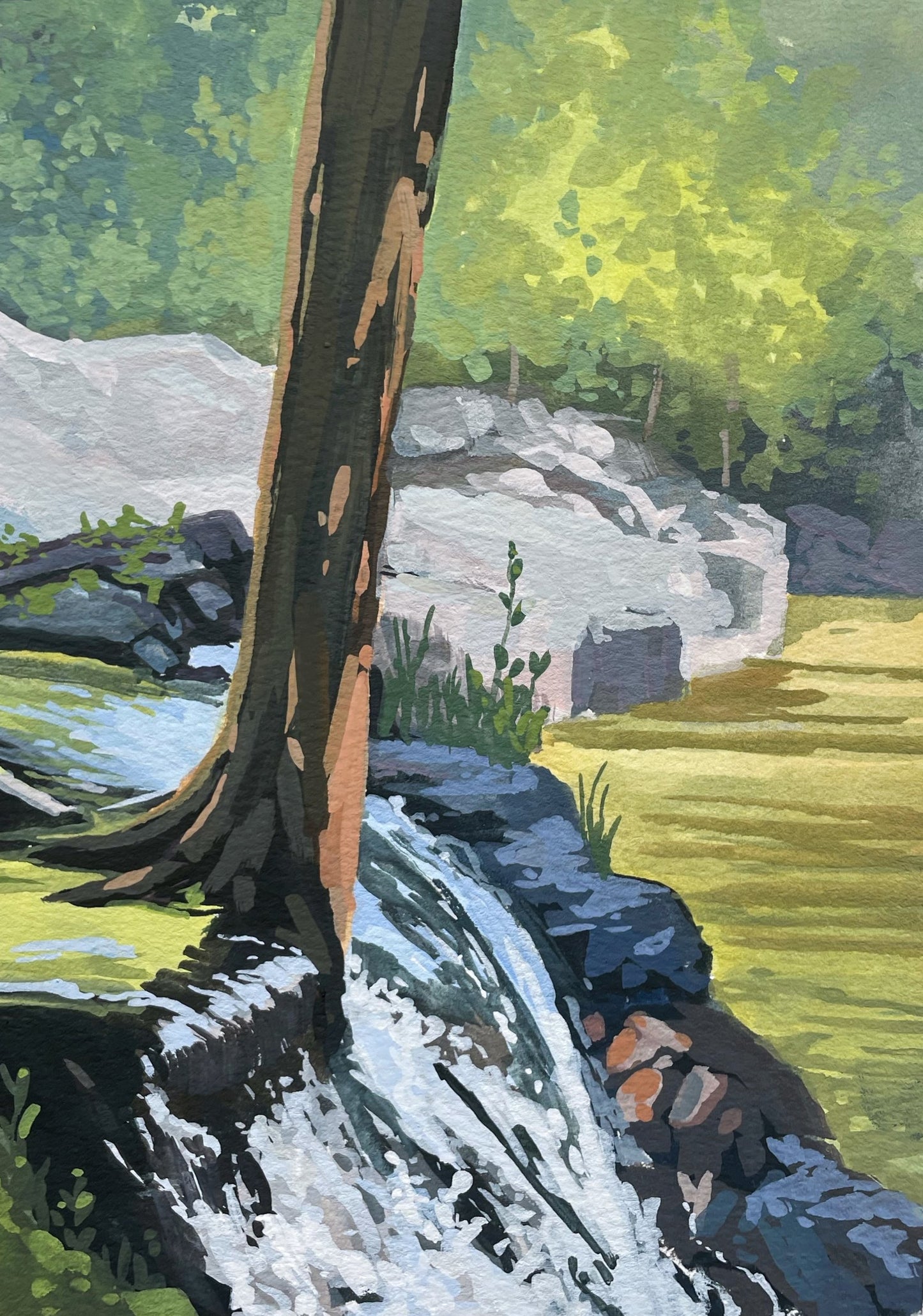 'Buttermilk Falls' Original Gouache Painting