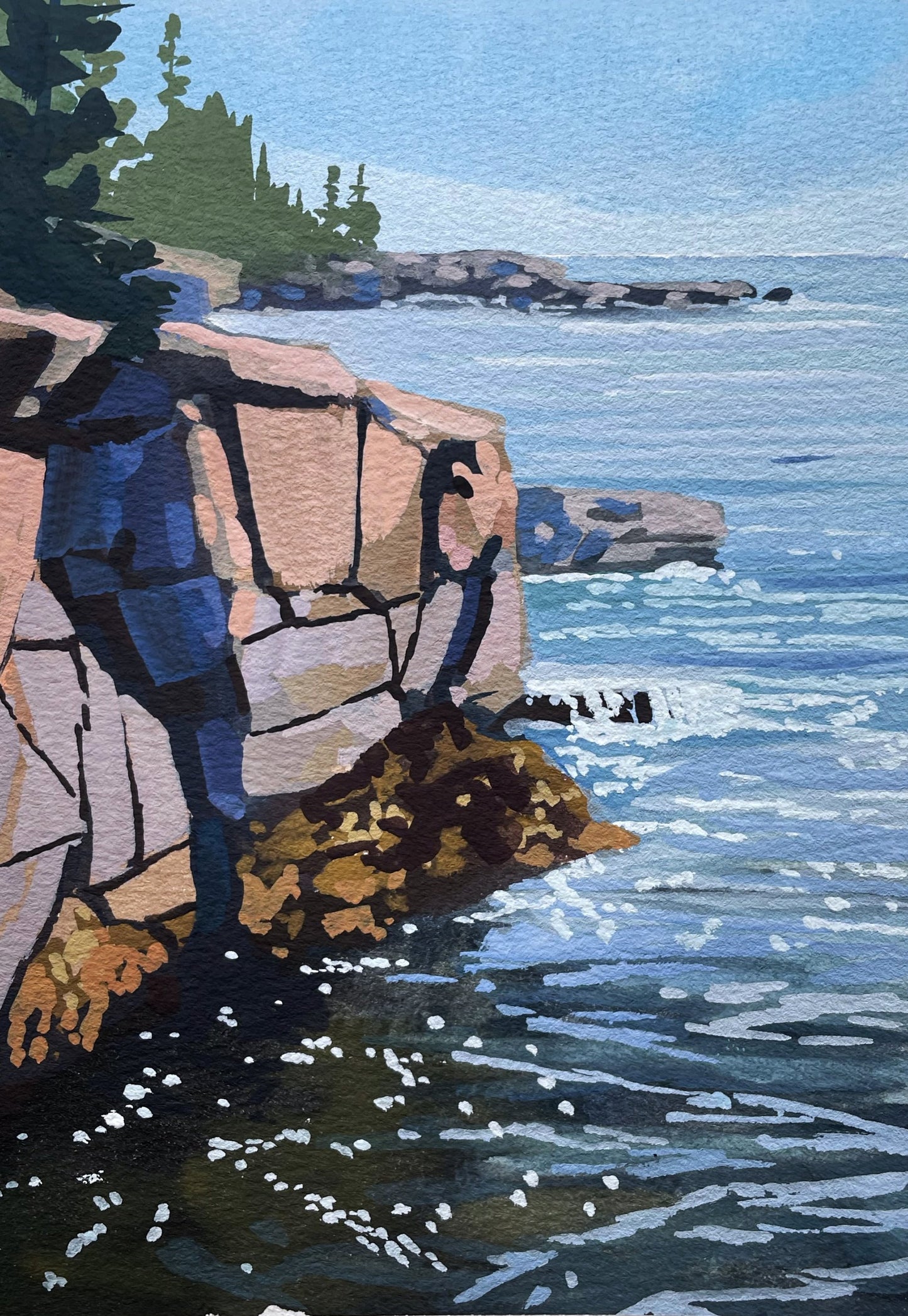'Coastal Heights' Original Gouache Painting