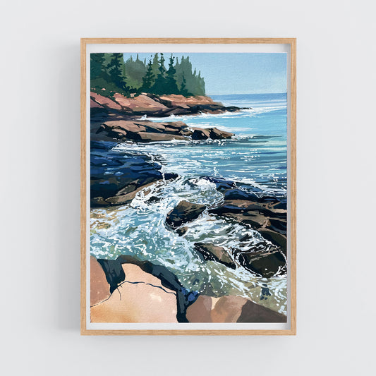 'Coastal Rocks' Original Gouache Painting
