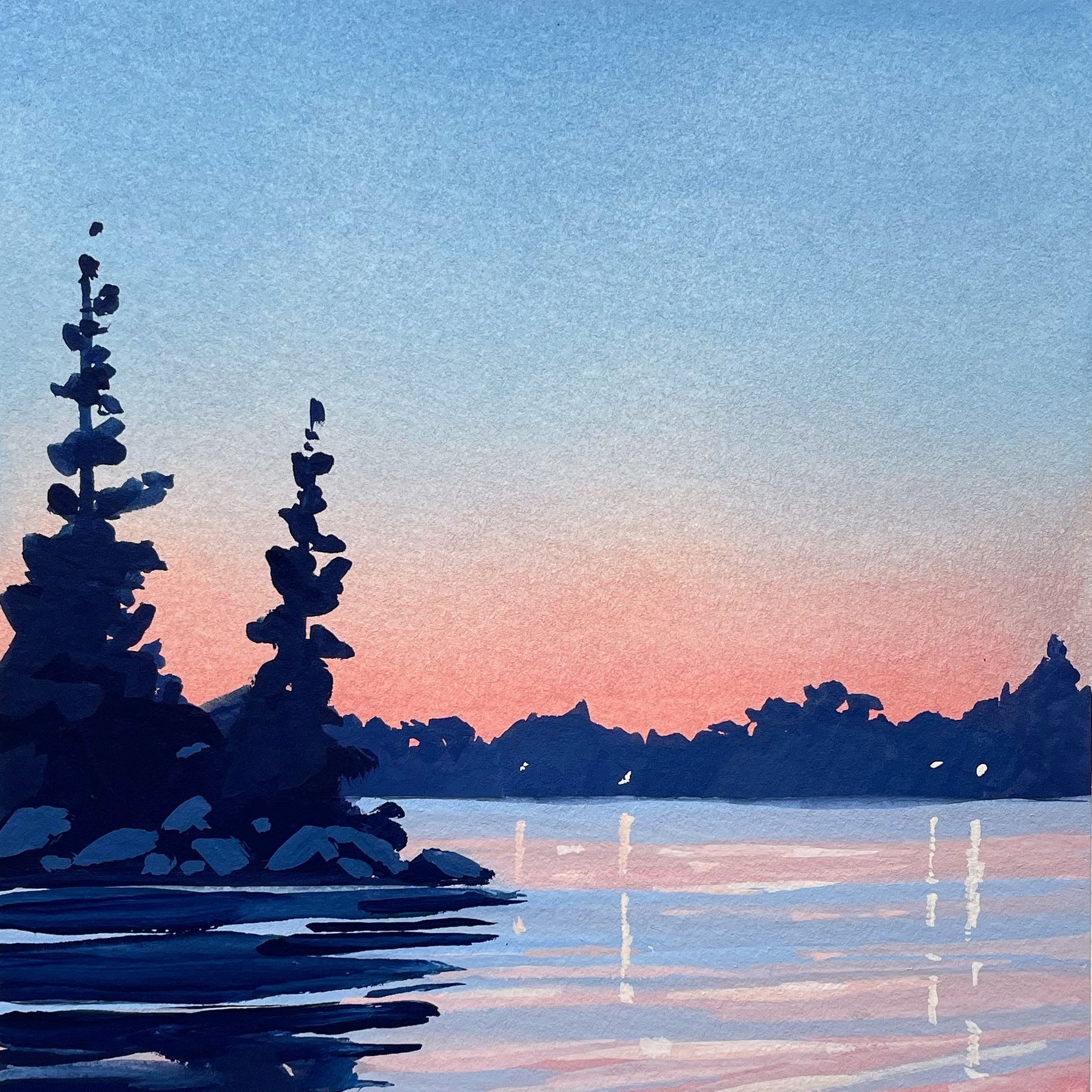 Mountain Sunset View' Gouache Landscape, an art print by Kelley Vivian -  INPRNT