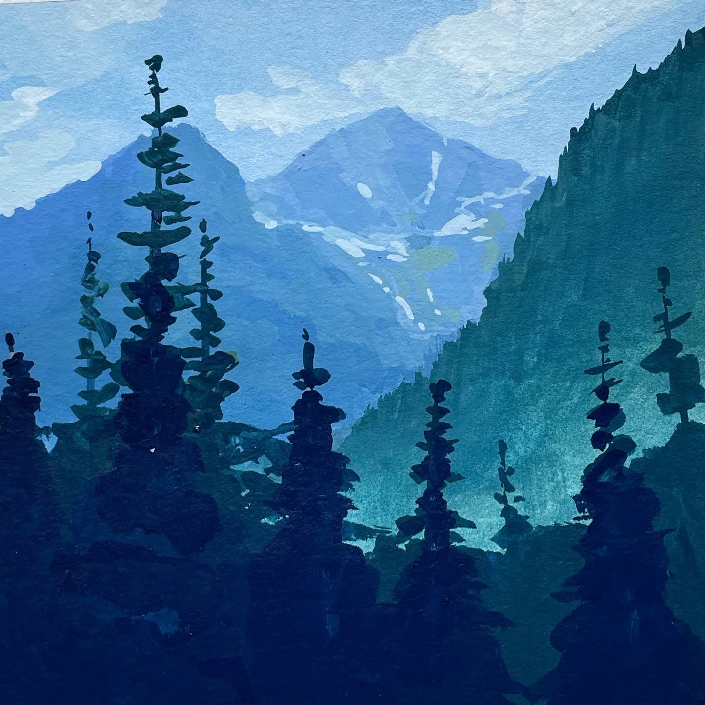 'Distant Peak' Original Gouache Painting
