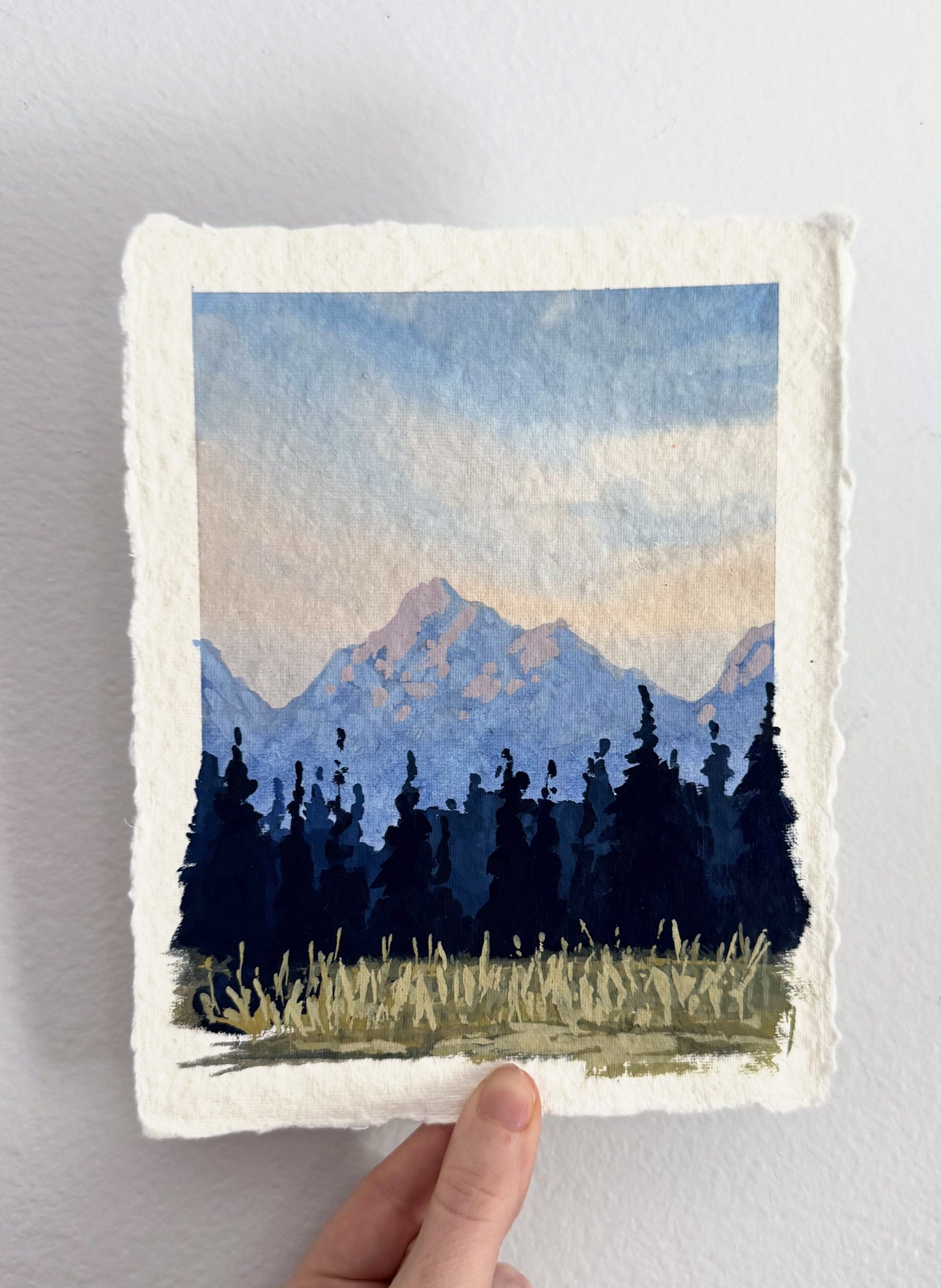 'Distant Peaks' Original Gouache Painting