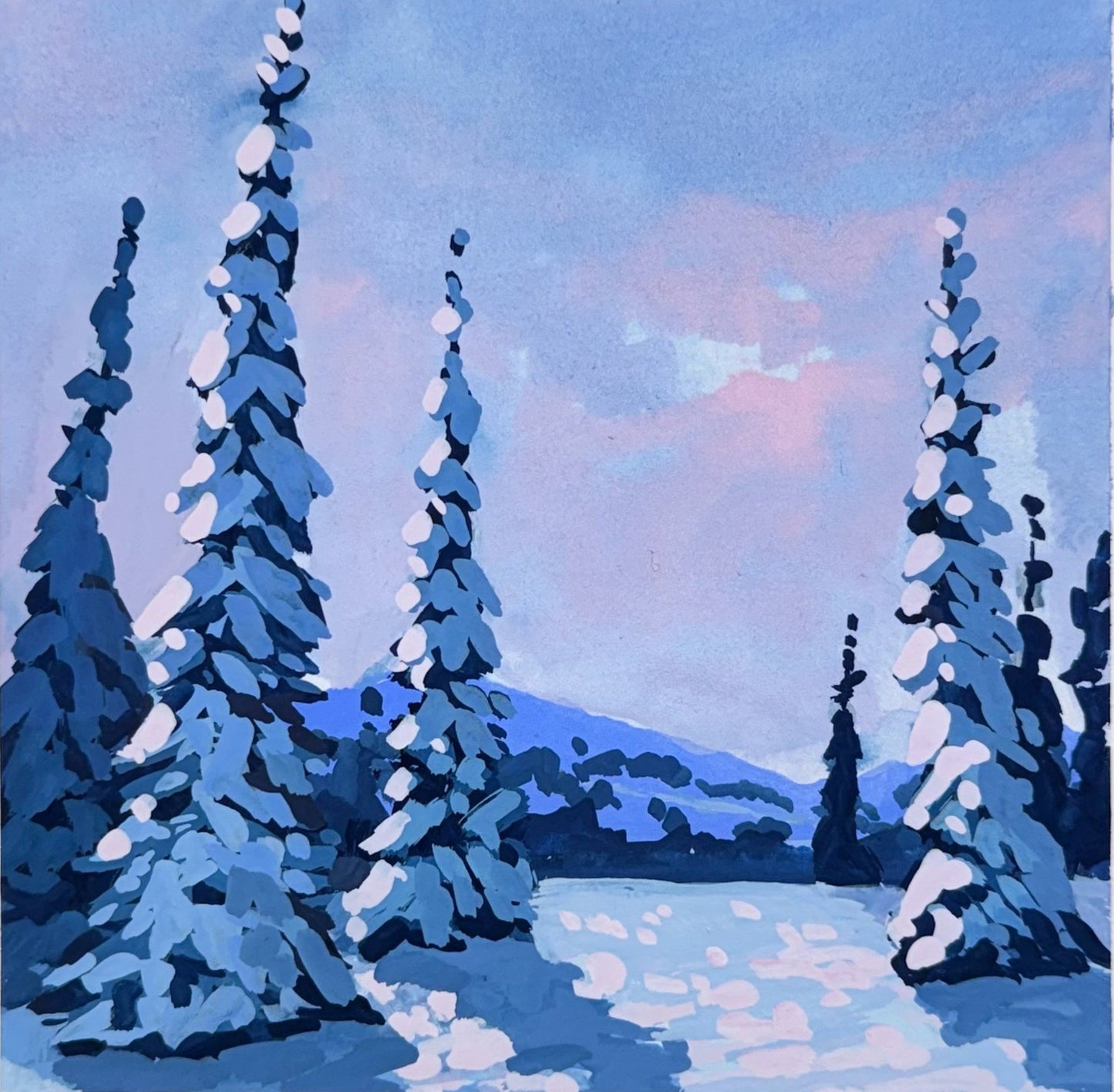 'Dreaming of Snow' Original Gouache Painting
