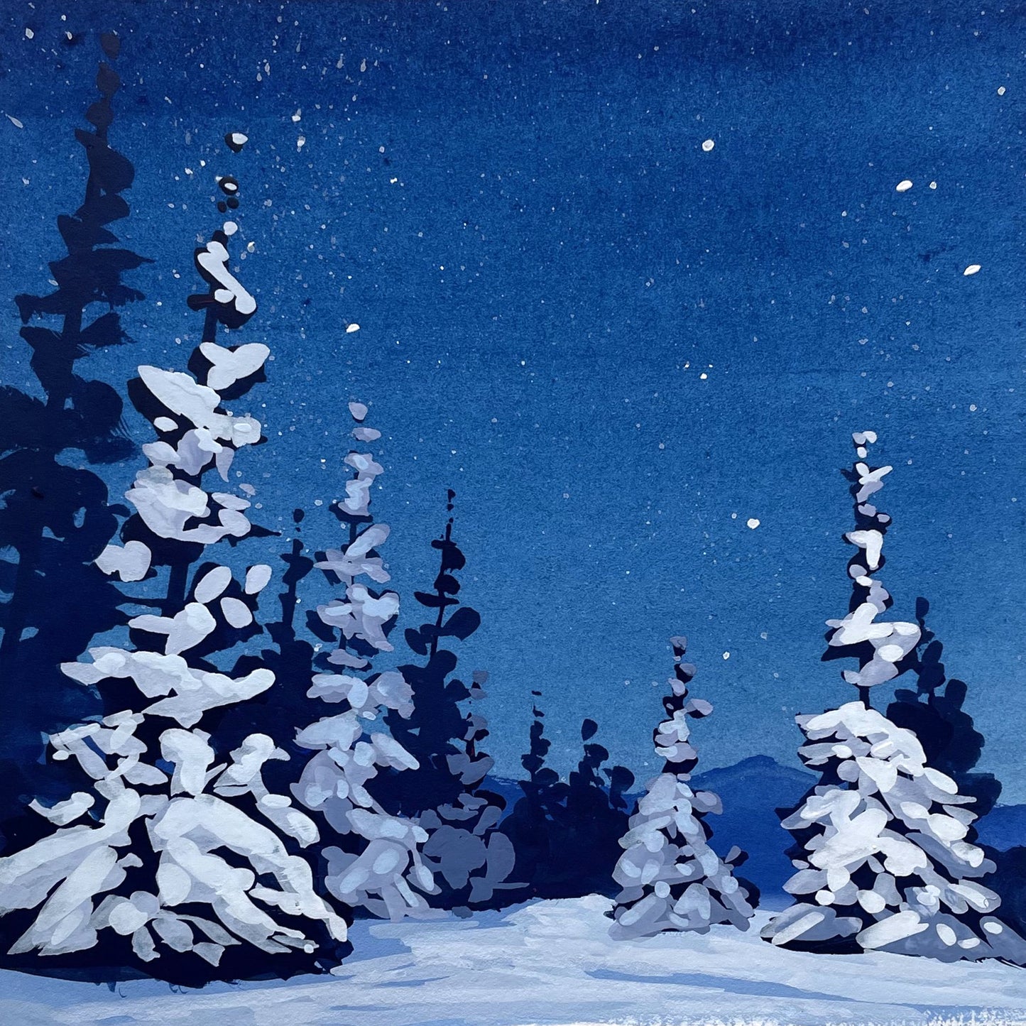 'First Snow' Original Gouache Painting