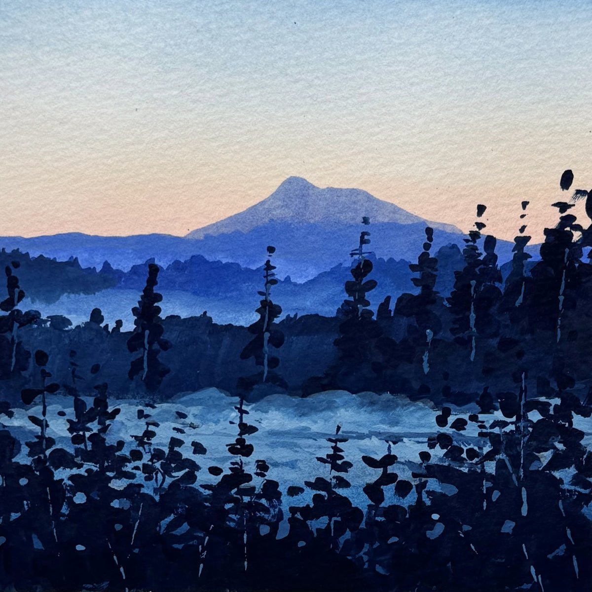 'First Light Mist' Original Gouache Painting