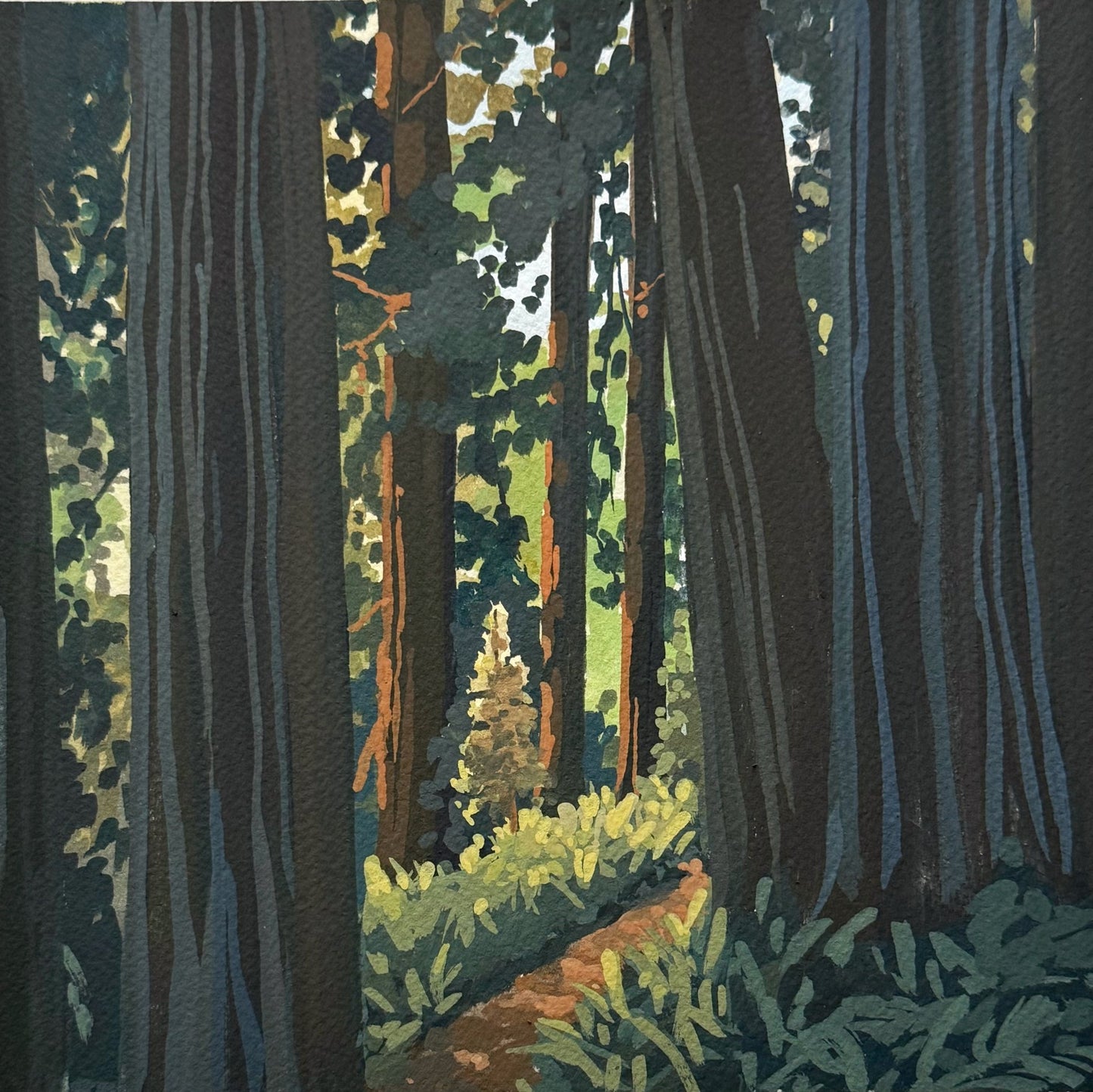 'Following Through' Original Gouache Painting