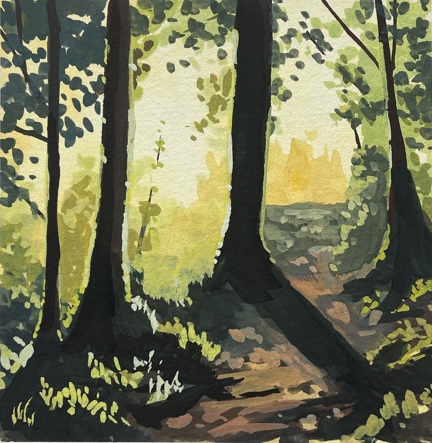 'Forest Light' Original Gouache Painting