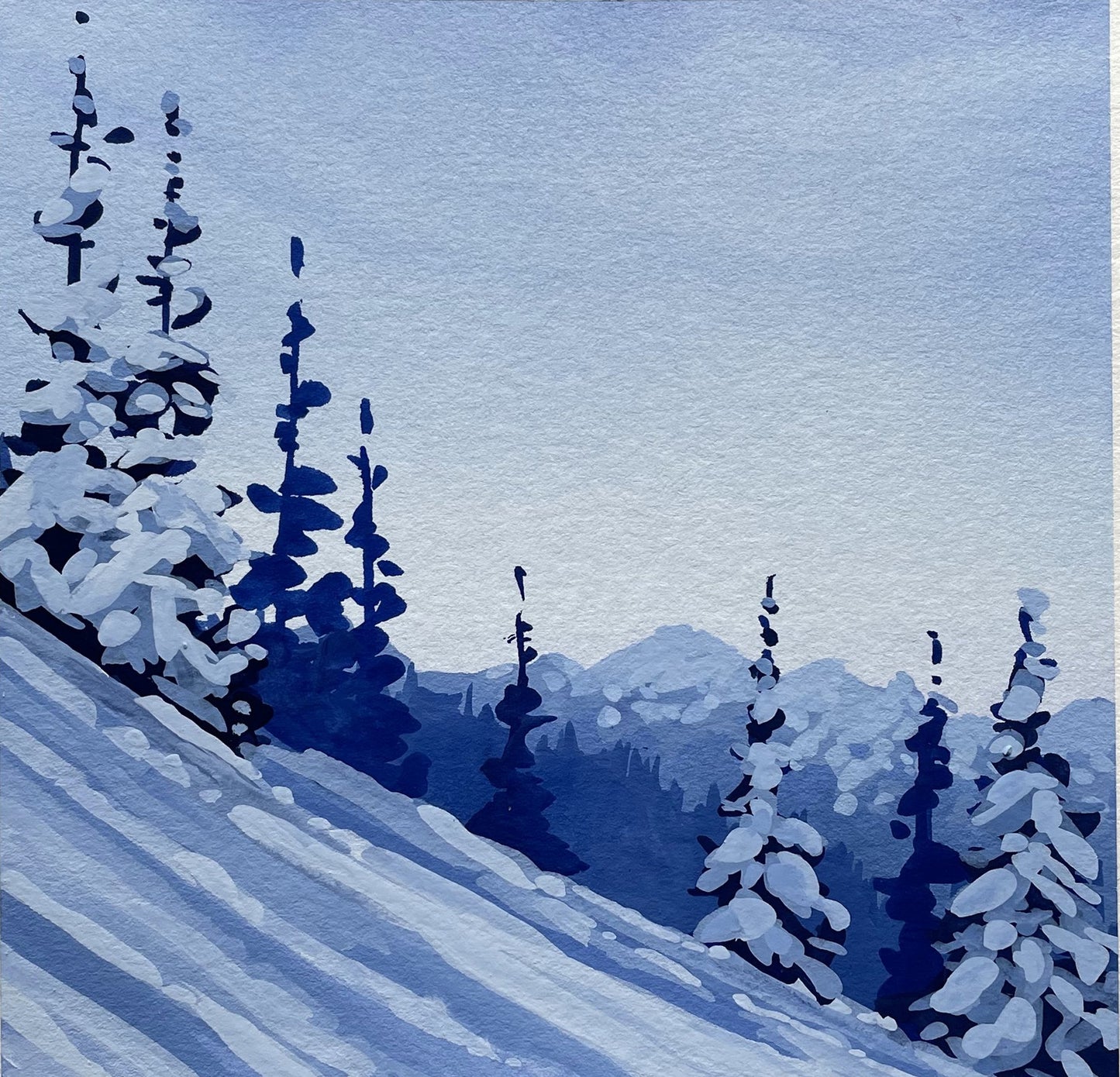 'Frosted Slopes' Original Gouache Painting