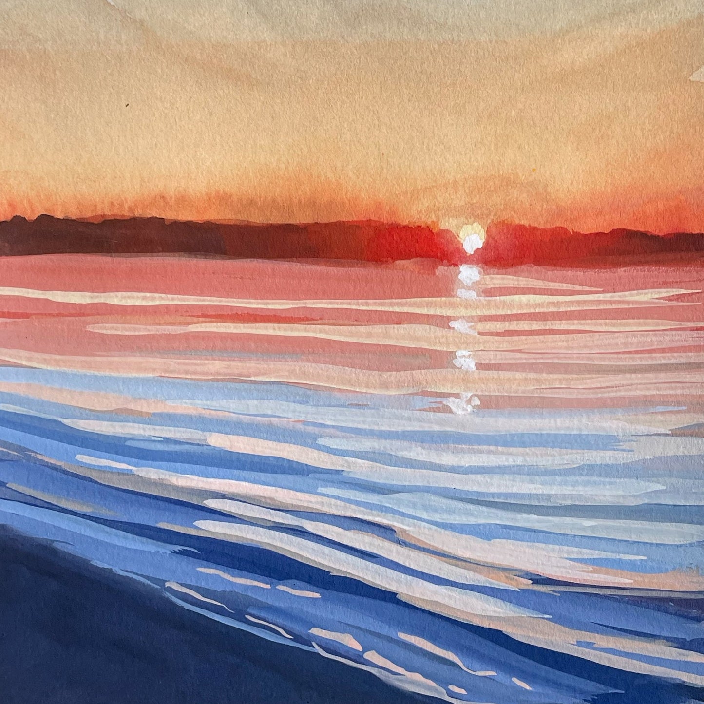 'Gleaming Waters' Original Gouache Painting