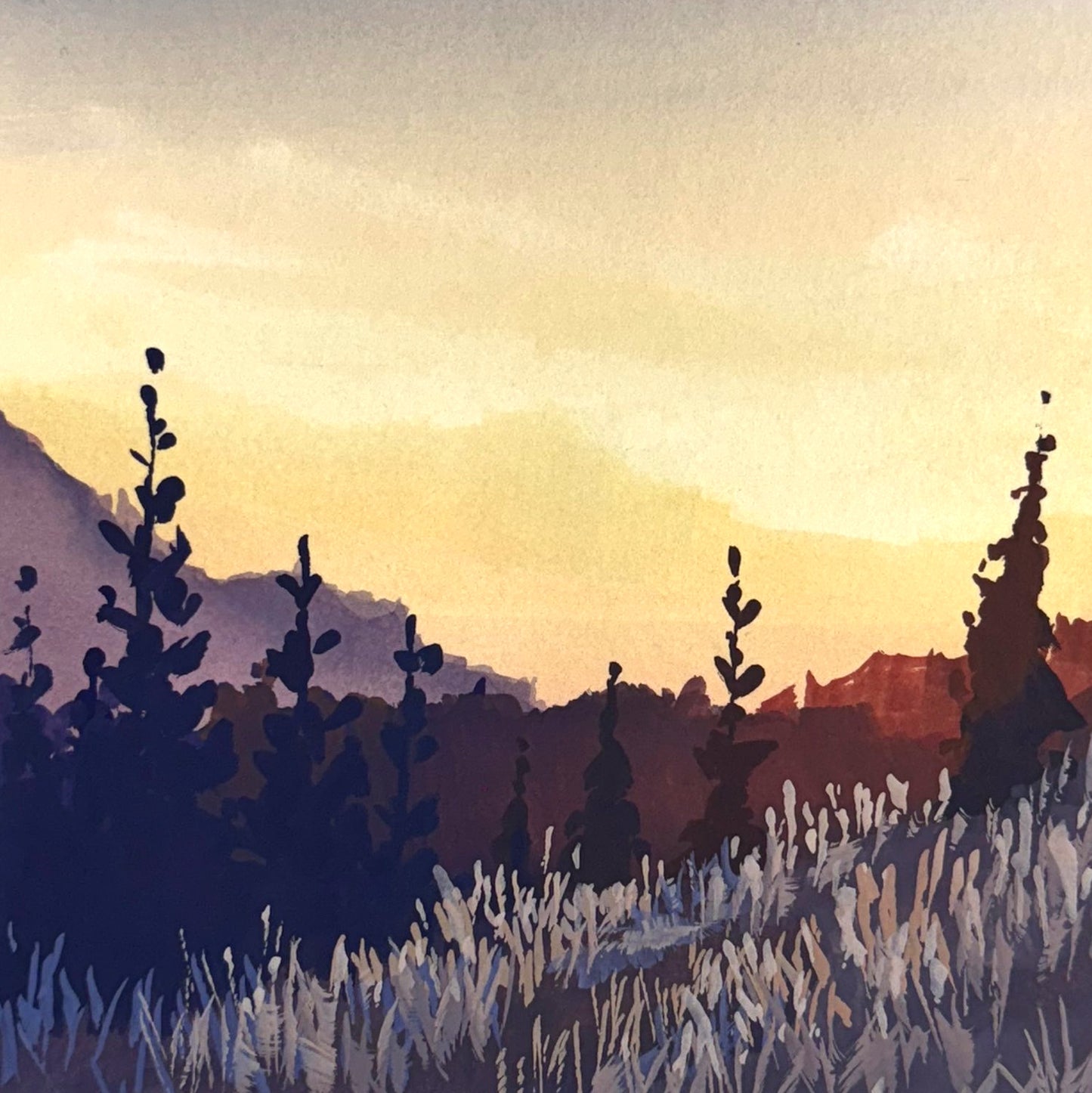 'Gold Horizon' Original Gouache Painting