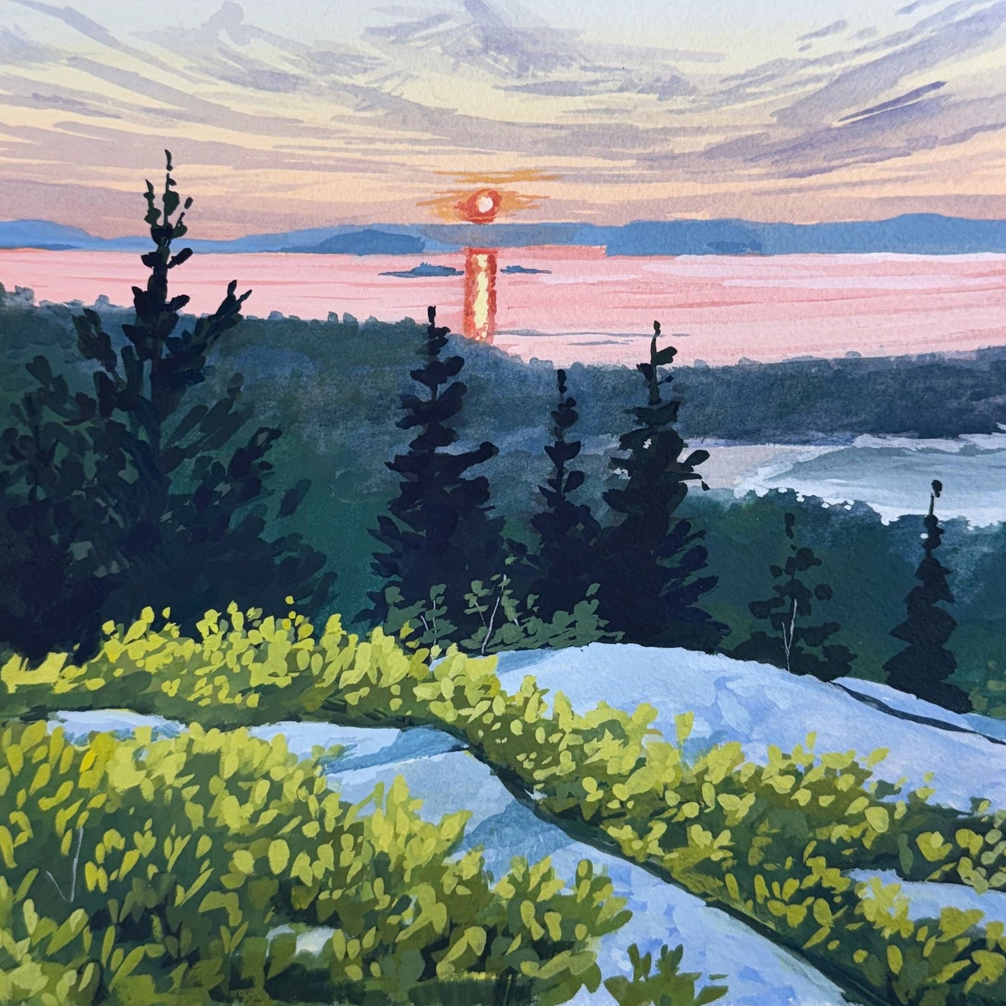'Gorham Sunrise' Original Gouache Painting
