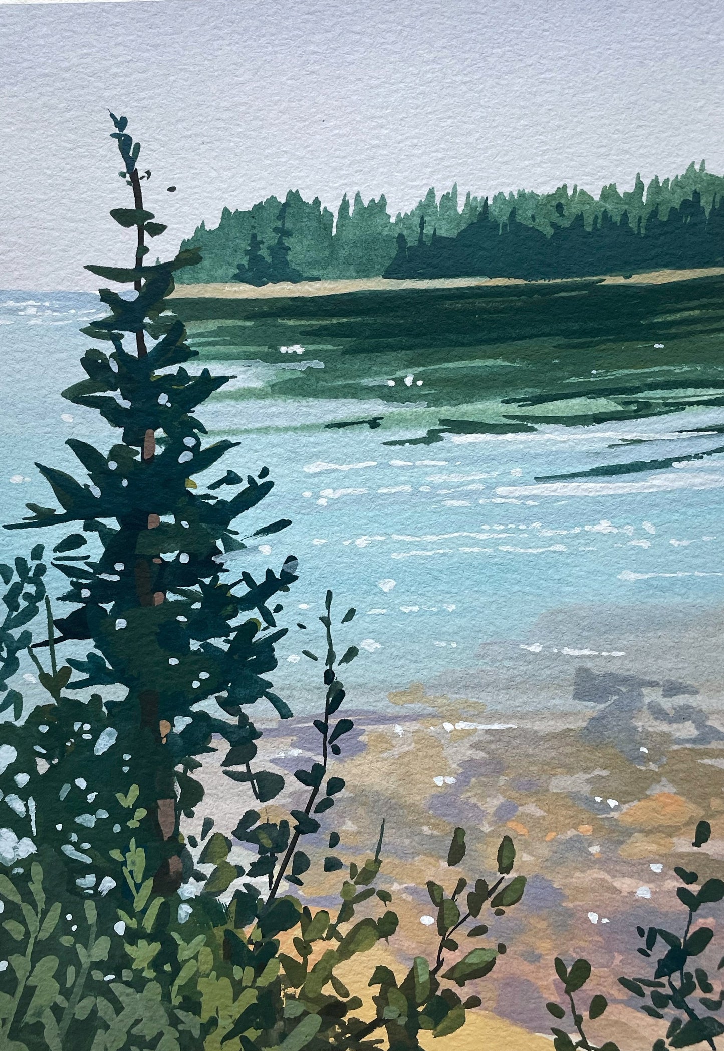 'Harbor View' Original Gouache Painting