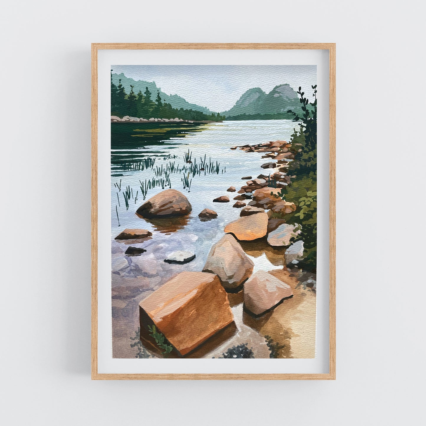 'Jordan Pond iii' Original Gouache Painting