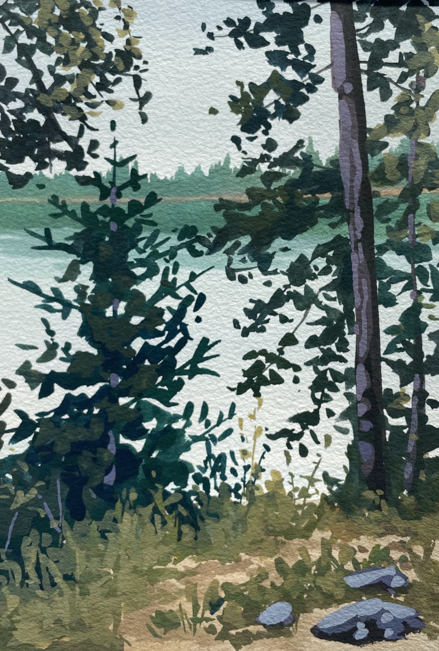 'Lush Harbor' Original Gouache Painting