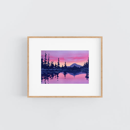 'Magenta Sunset' Original Gouache Painting