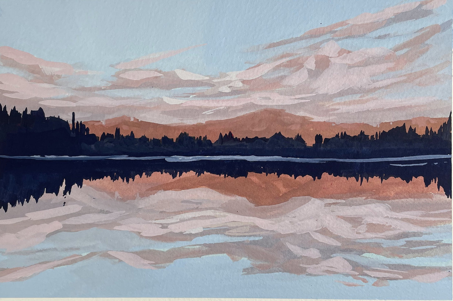 'Mirror Lake' Original Gouache Painting