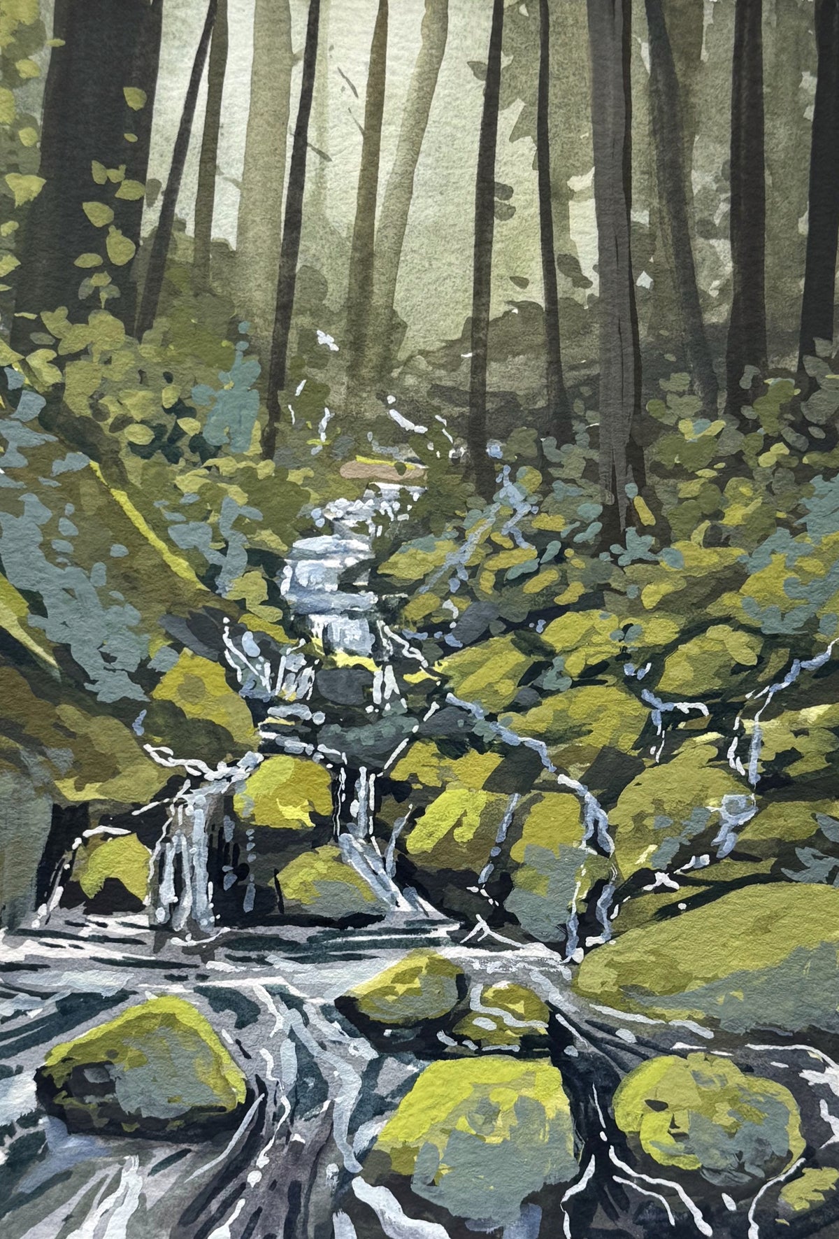 'Mossy Stream' Original Gouache Painting