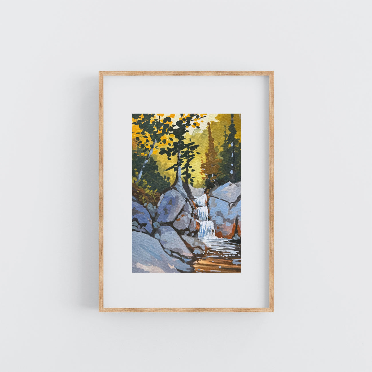 'New England Falls' Original Gouache Painting
