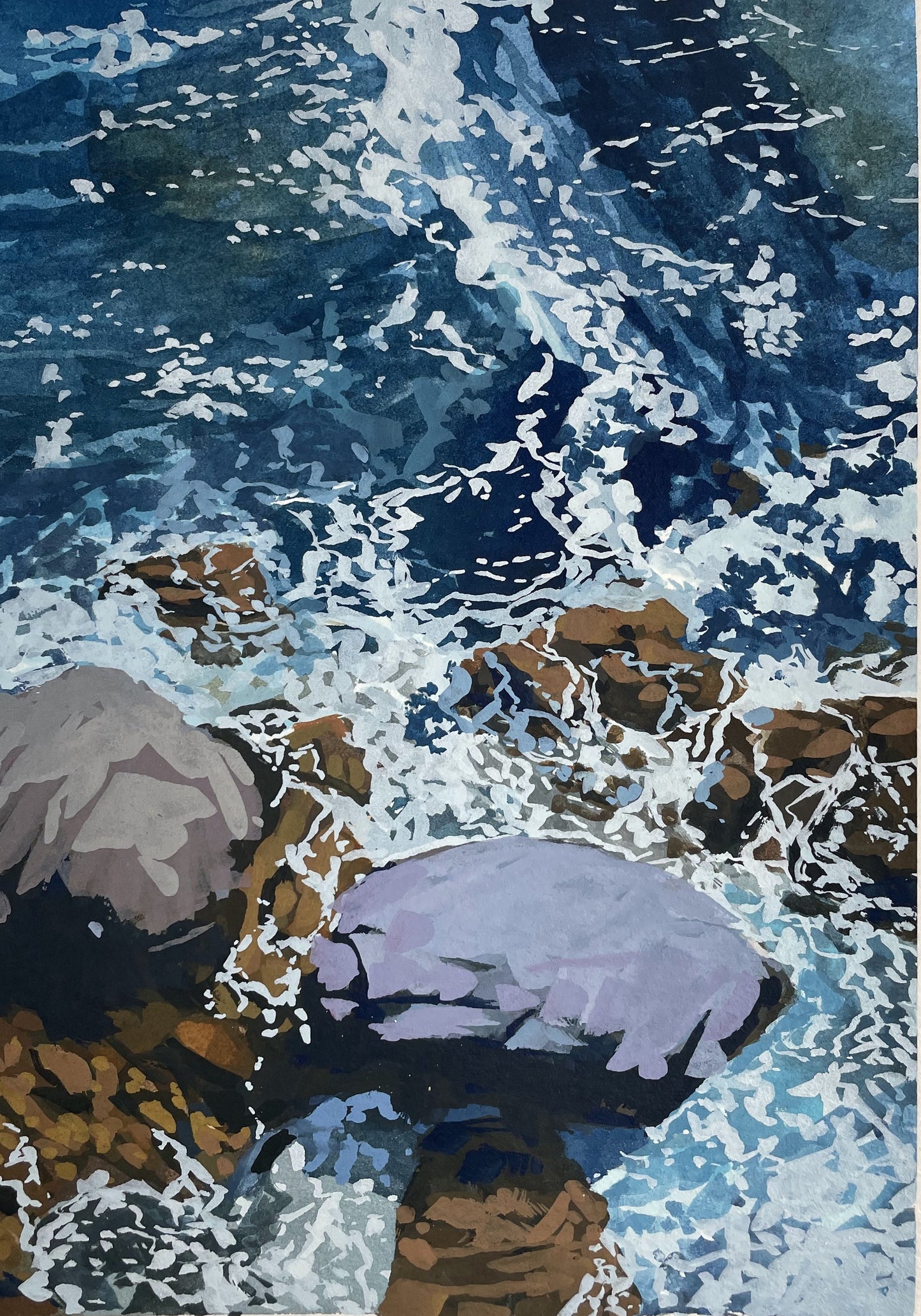 'Ocean Blues' Original Gouache Painting