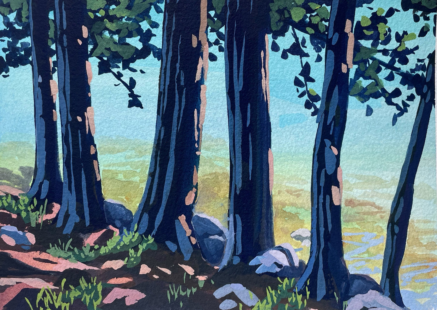 'Shadowed Trail' Original Gouache Painting