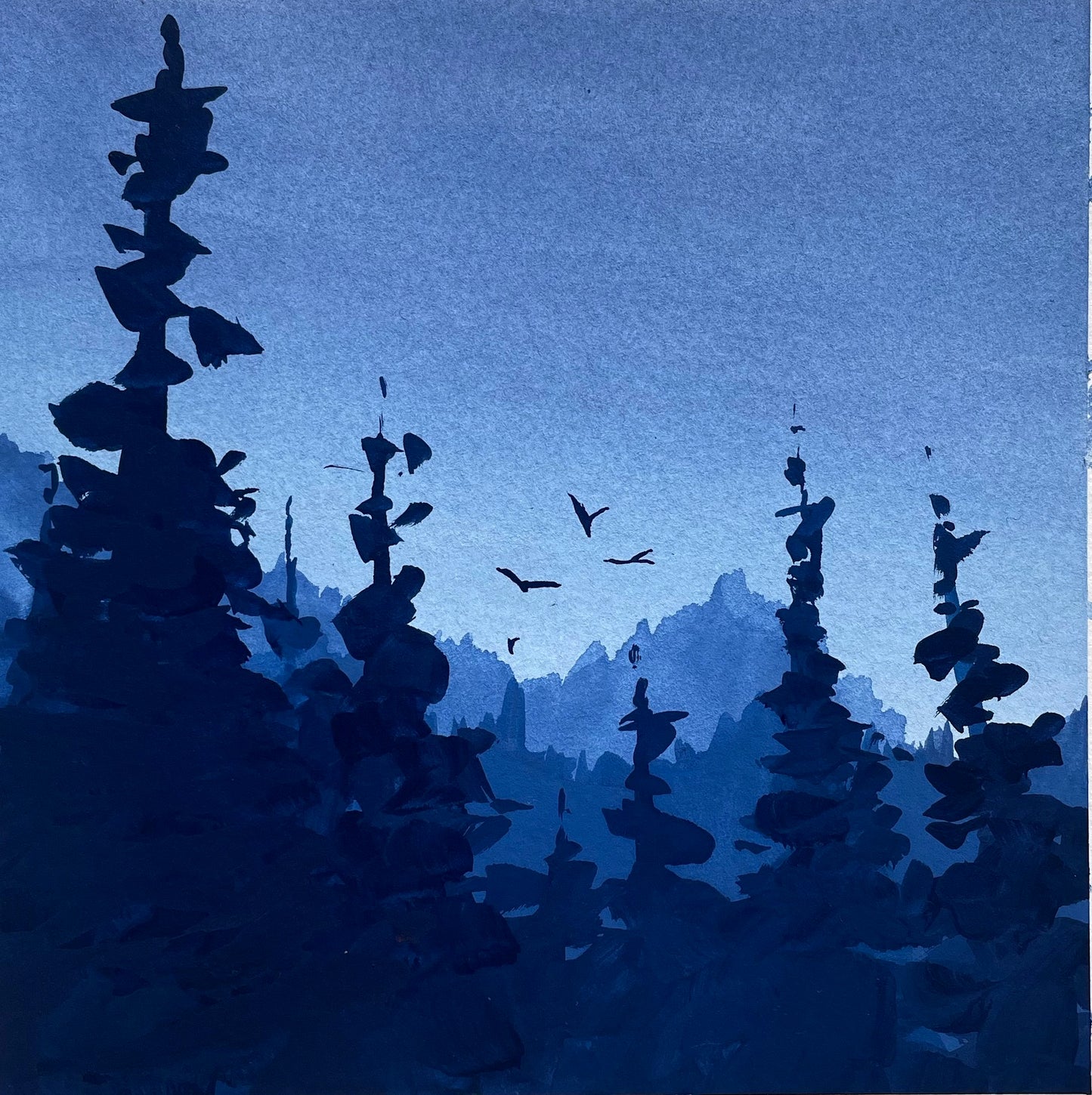 'Over the Mountain' Original Gouache Painting