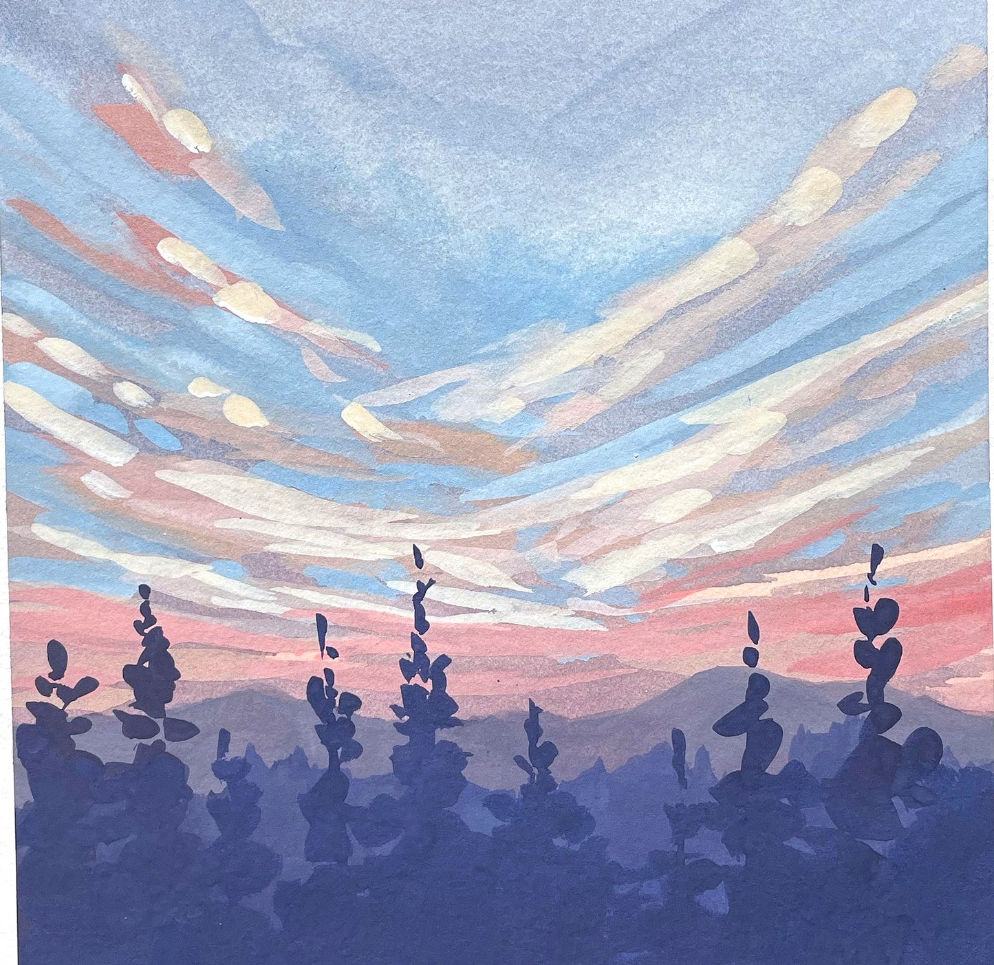 'Pastel Overlook' Original Gouache Painting