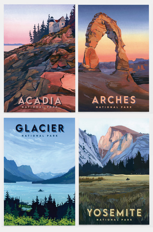 National Parks Travel Poster Postcard - Set of 4