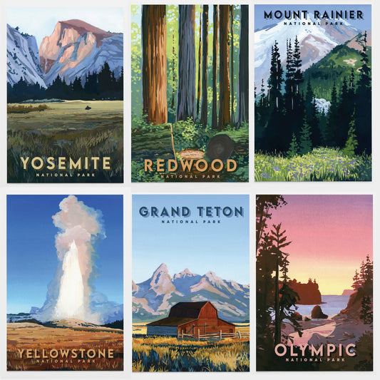 National Parks Travel Poster Postcard - Set of 6