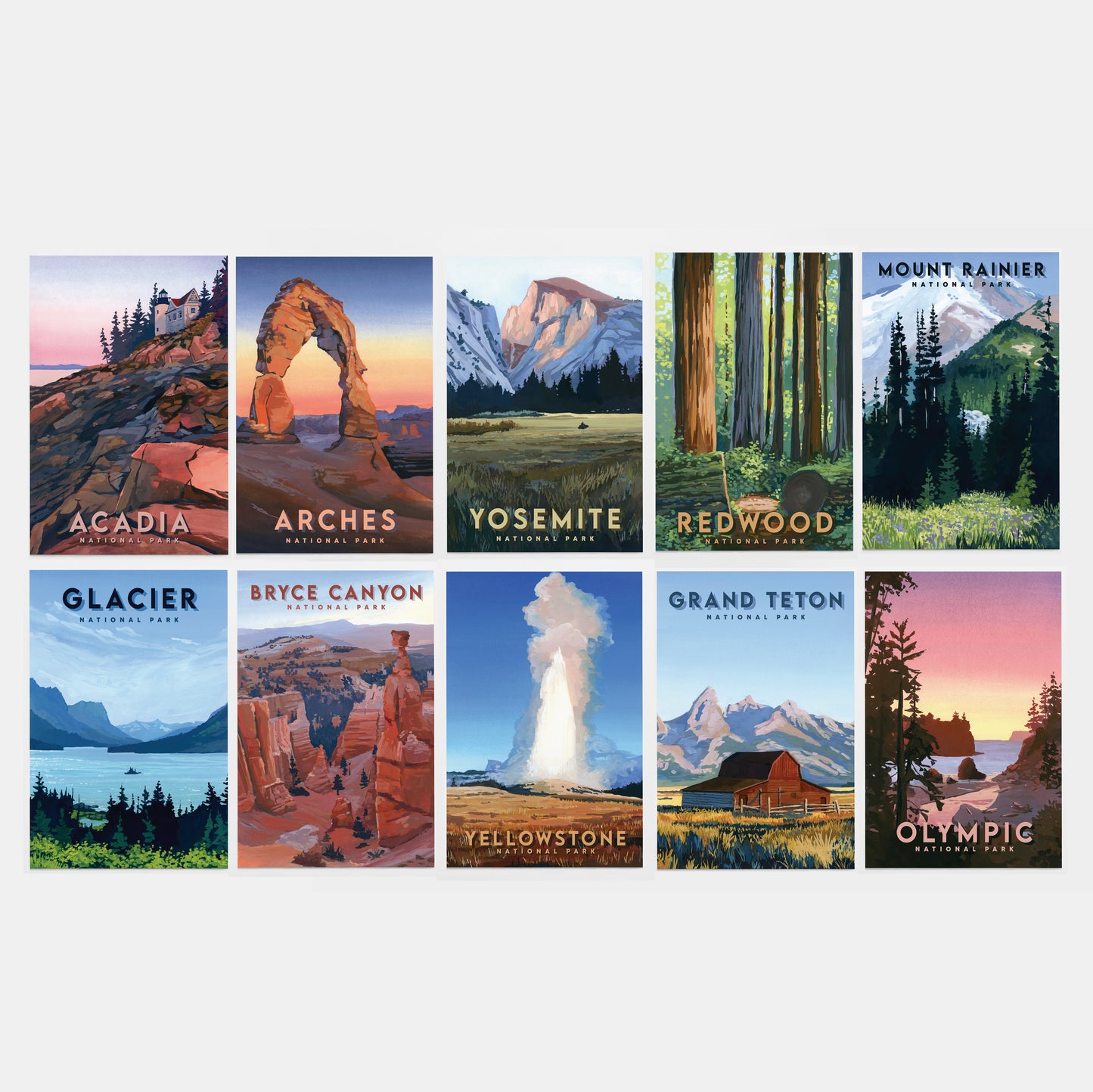 National Parks Travel Poster Postcard - Set of 10