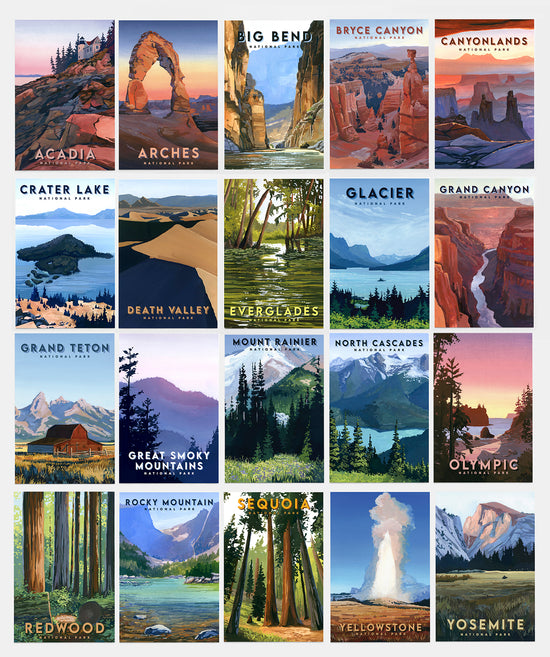 National Parks Travel Poster Postcard Set of 10 Kelley Vivian