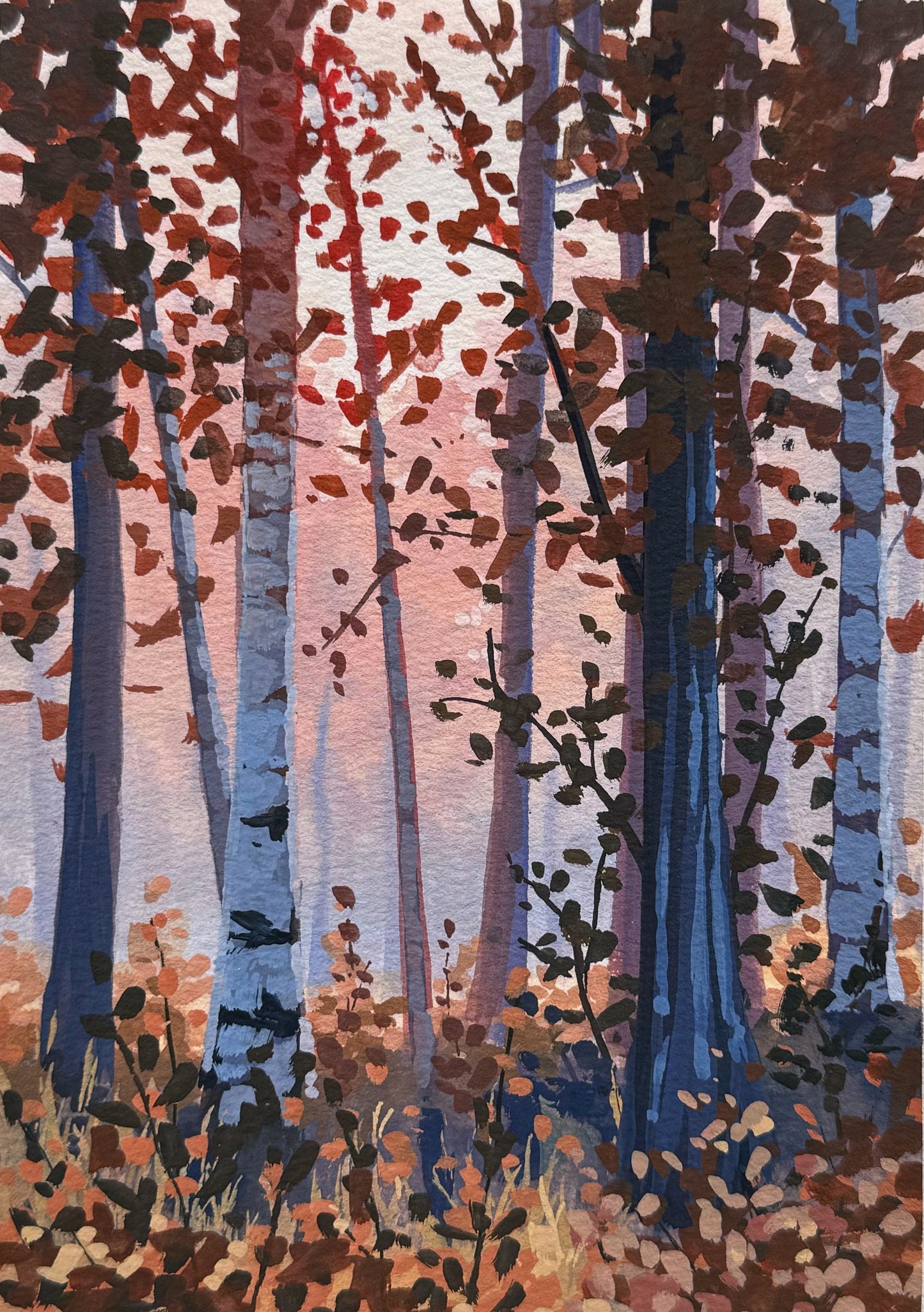 'Seasonal Glow' Original Gouache Painting