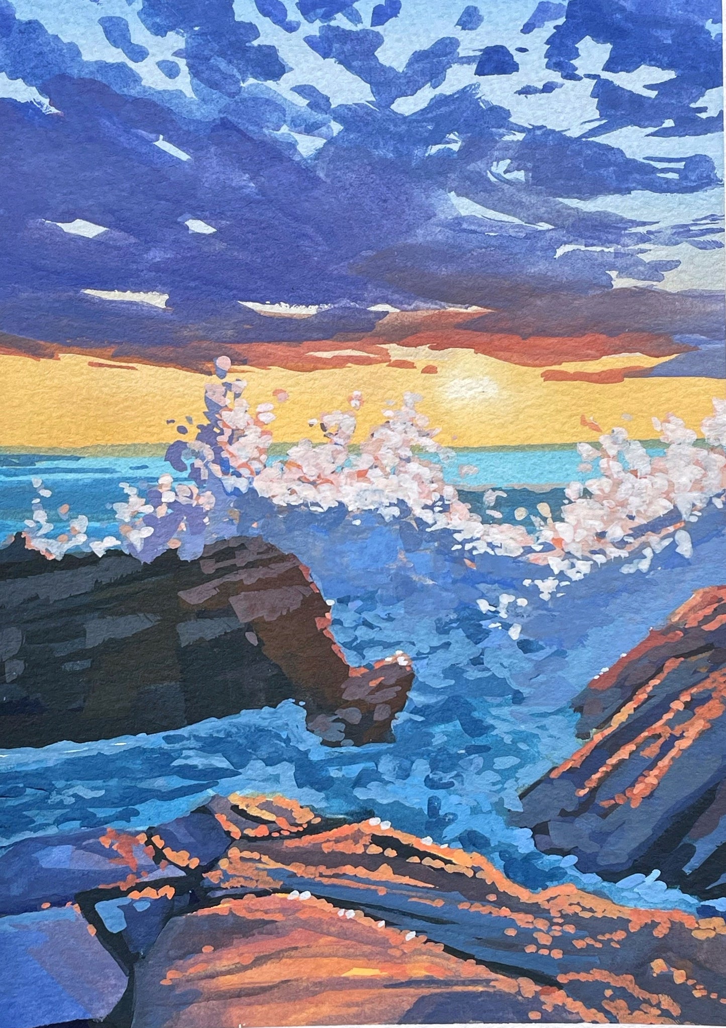 'Shorebreak' Original Gouache Painting