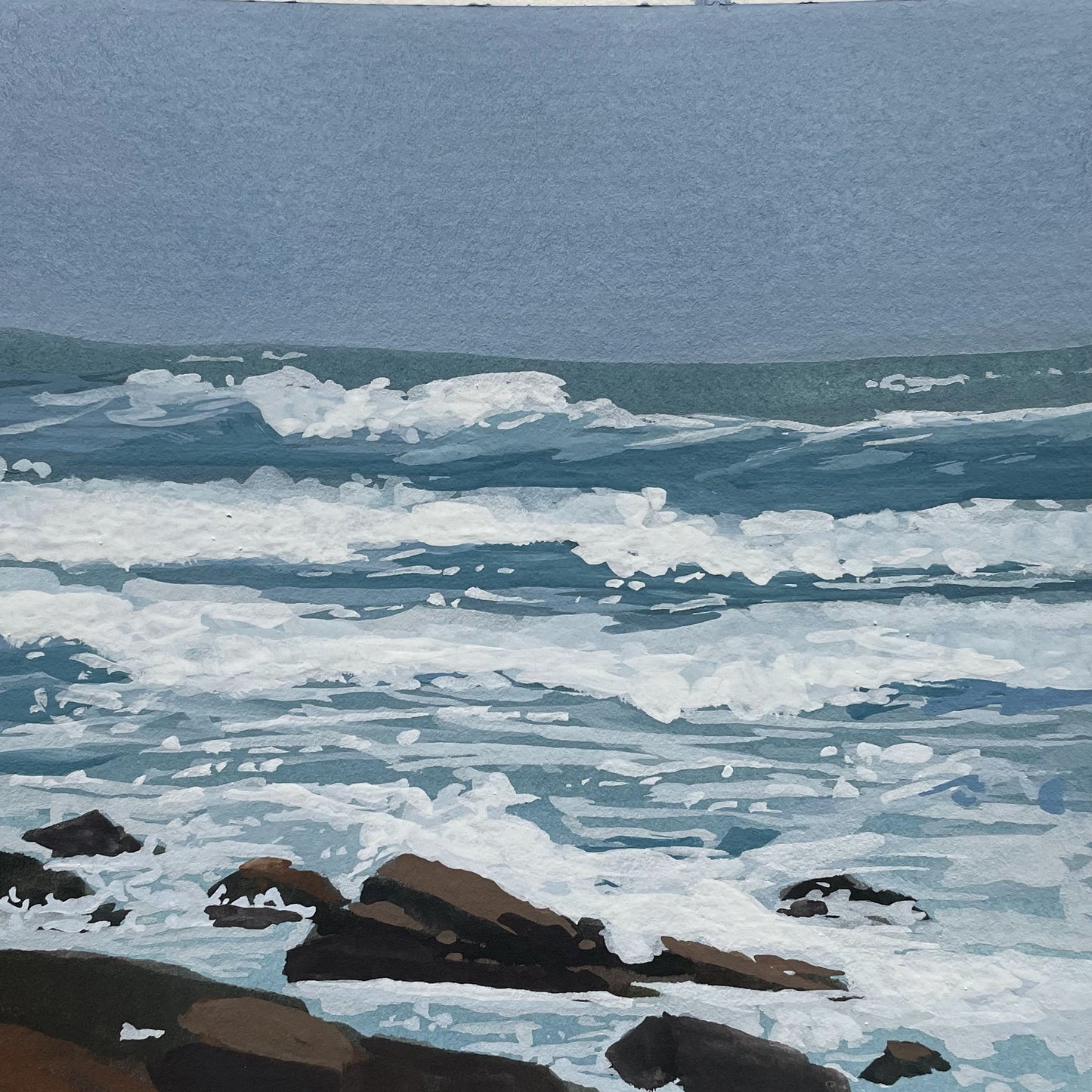 'Stormy Coast' Original Gouache Painting