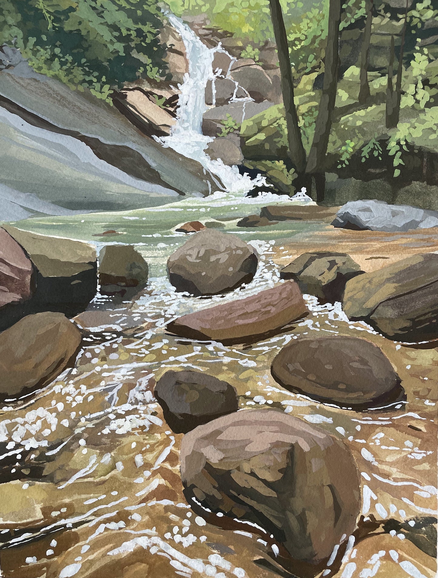 'Swiftwater Falls' Original Gouache Painting