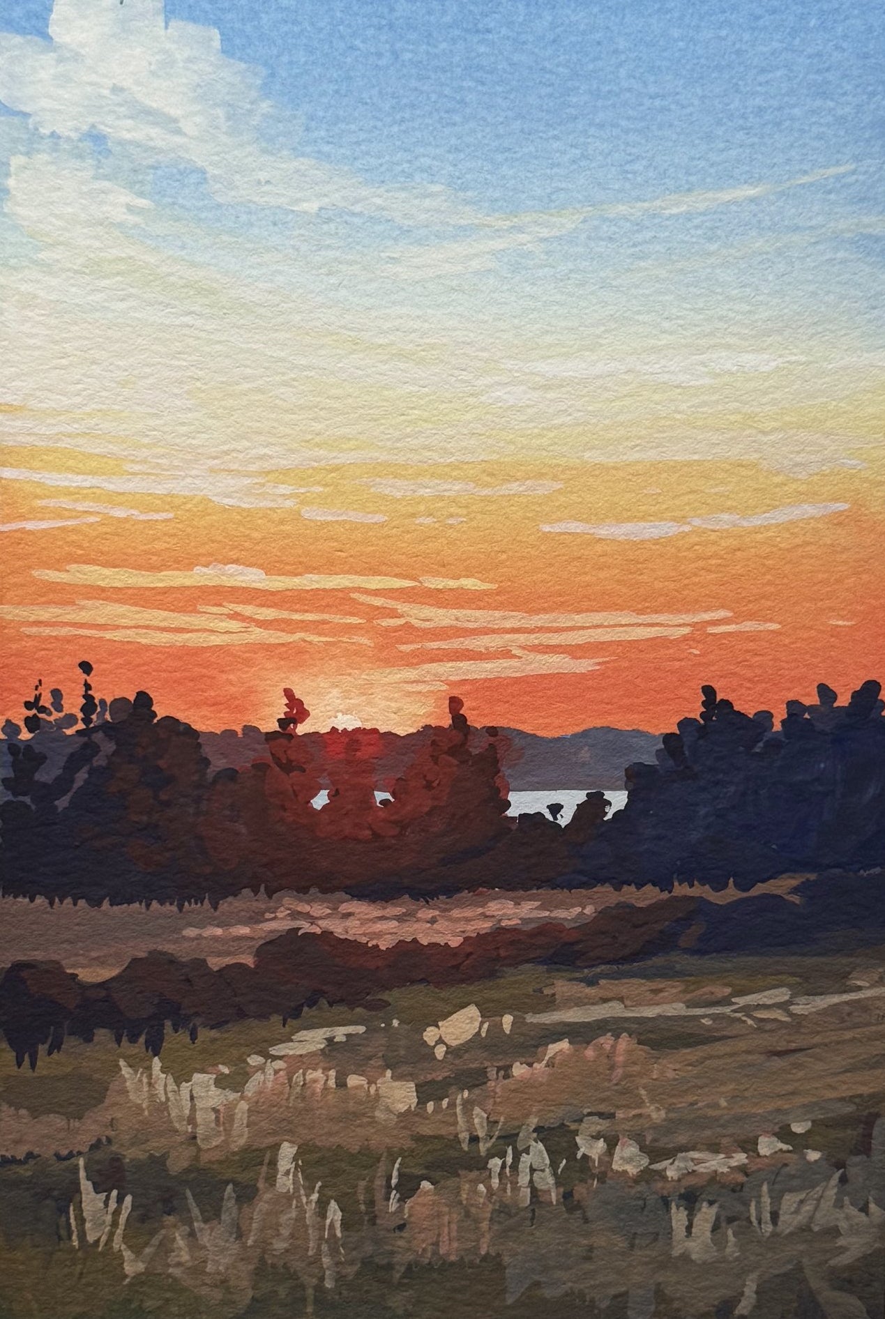 'Upstate Sunrise' Original Gouache Painting