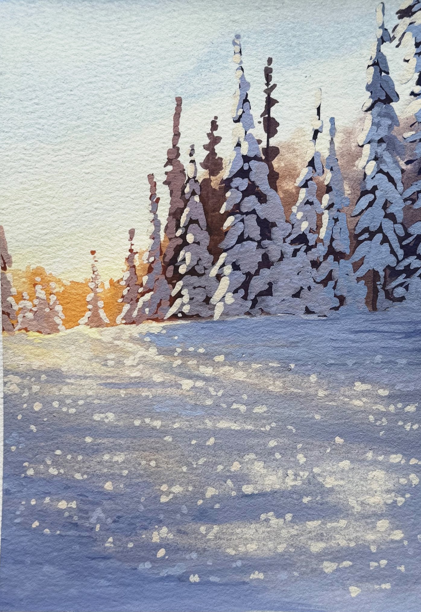 'Whispers of Winter' Original Gouache Painting