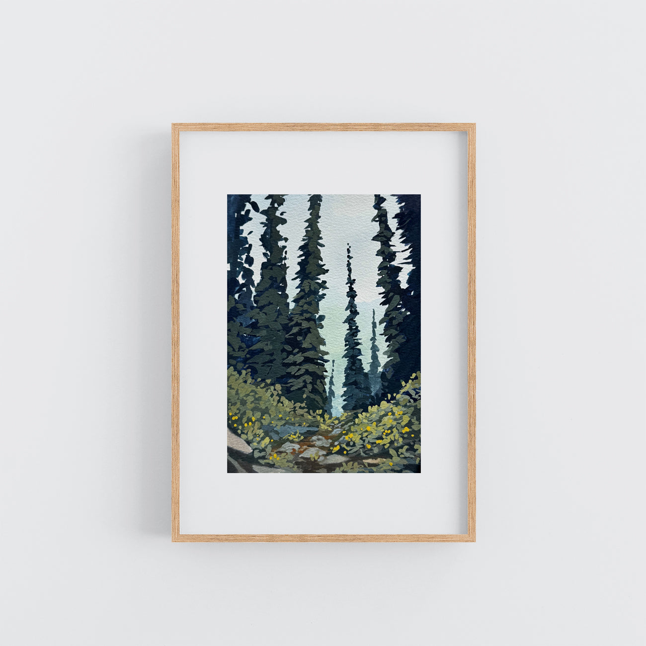 'Among the Evergreens' Original Gouache Painting