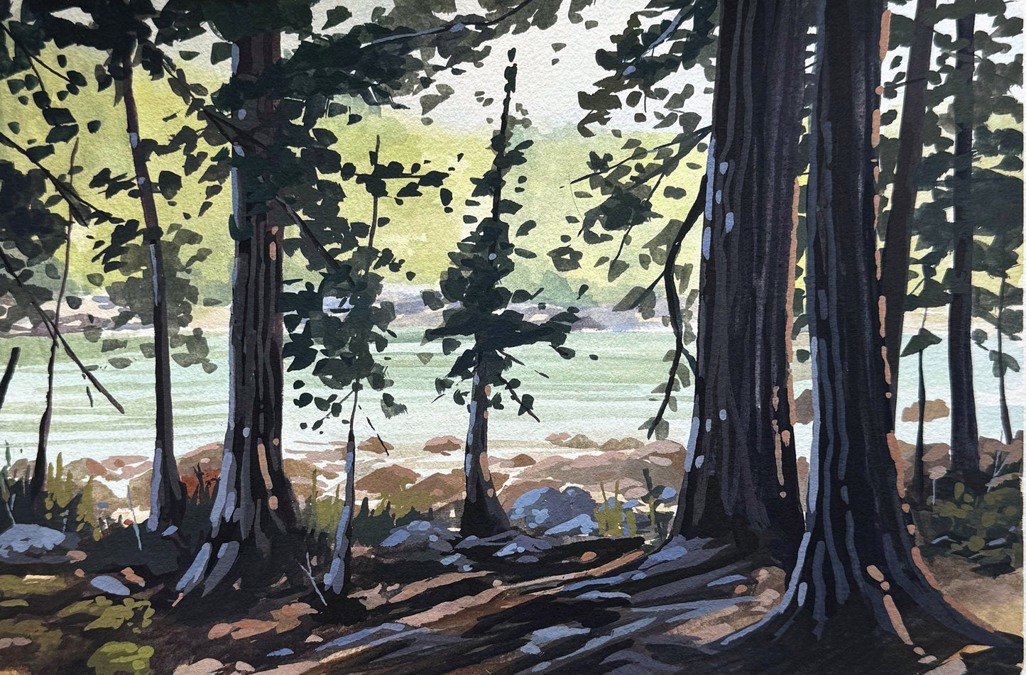 'Around the Pond' Original Gouache Painting