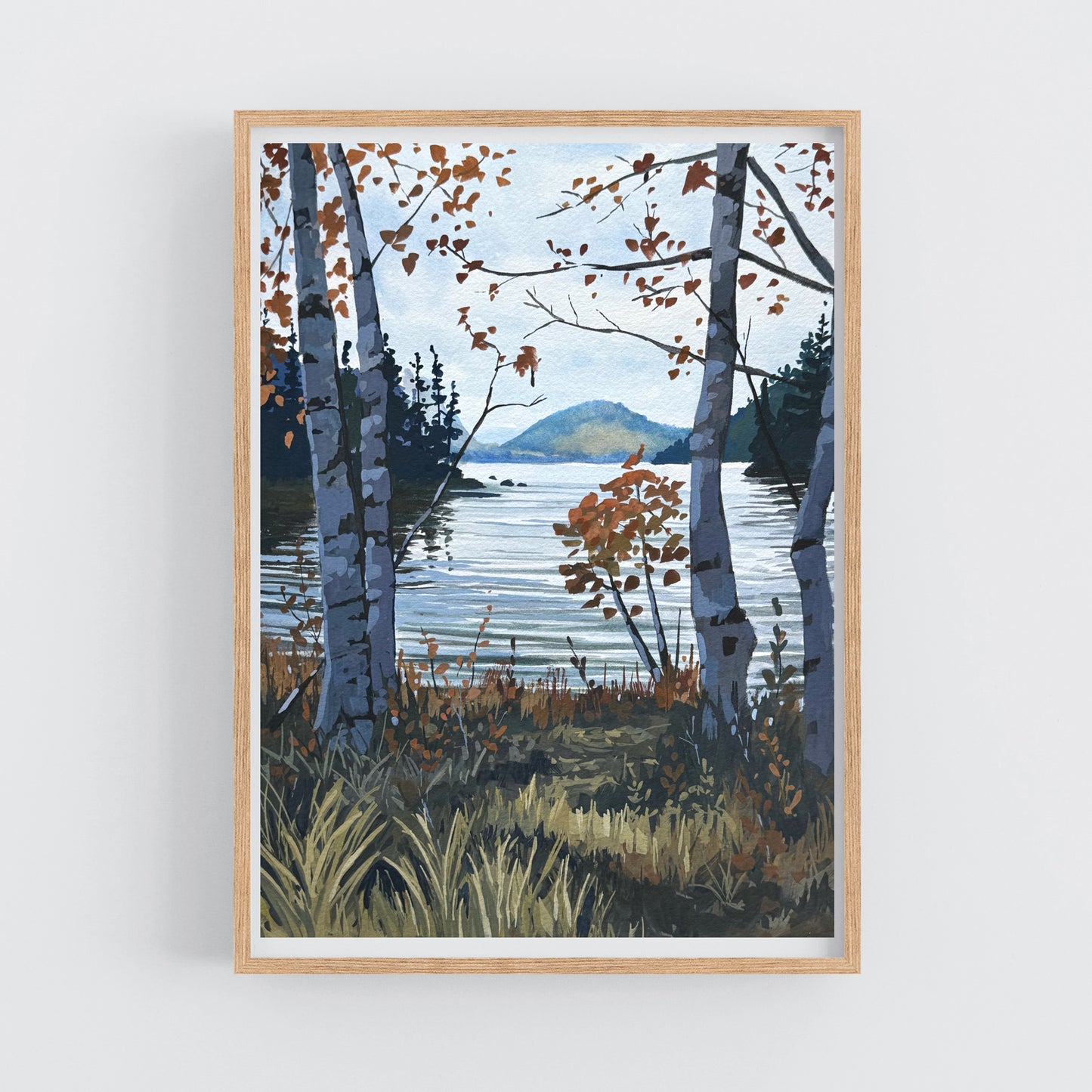 'Autumn at Eagle Lake' Original Gouache Painting