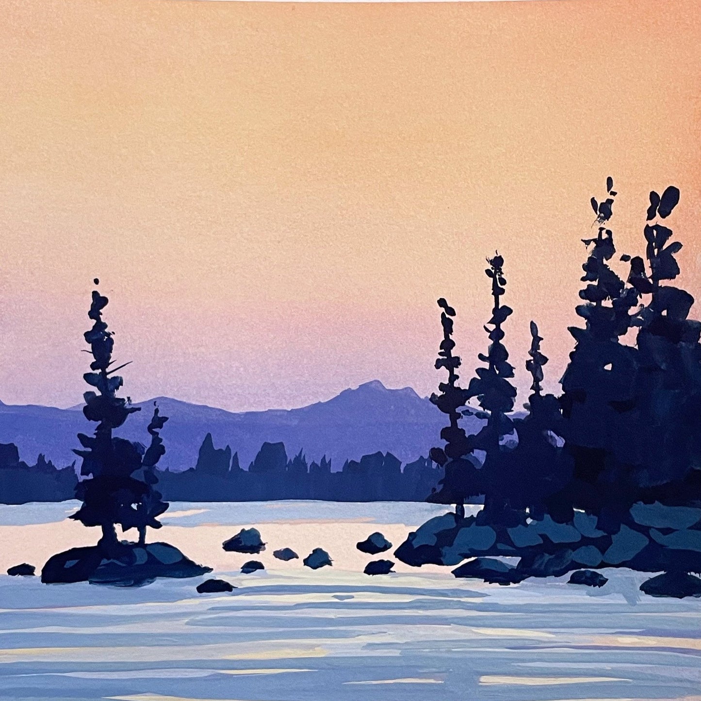 'Cloudless Sky' Original Gouache Painting