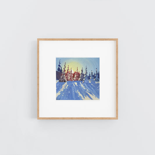 'Dazzling Winter Sunset' Original Gouache Painting
