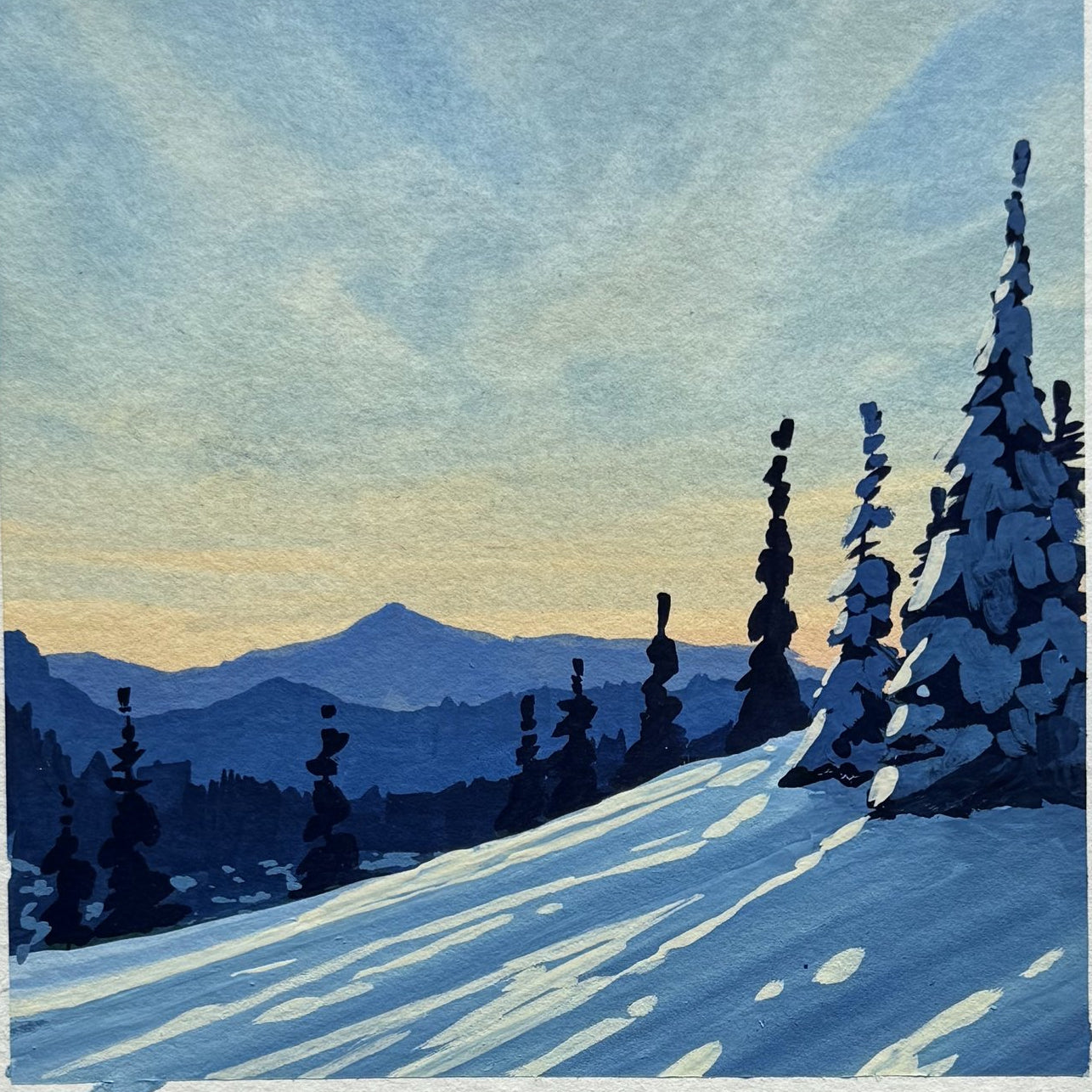 'Frosted View' Original Gouache Painting