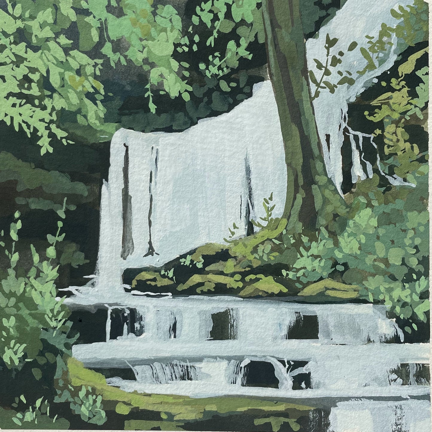 'Hidden Falls' Original Gouache Painting