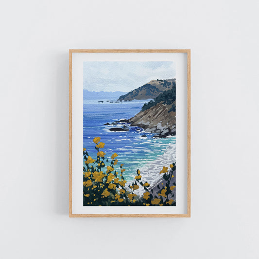 'July Coastline' Original Gouache Painting