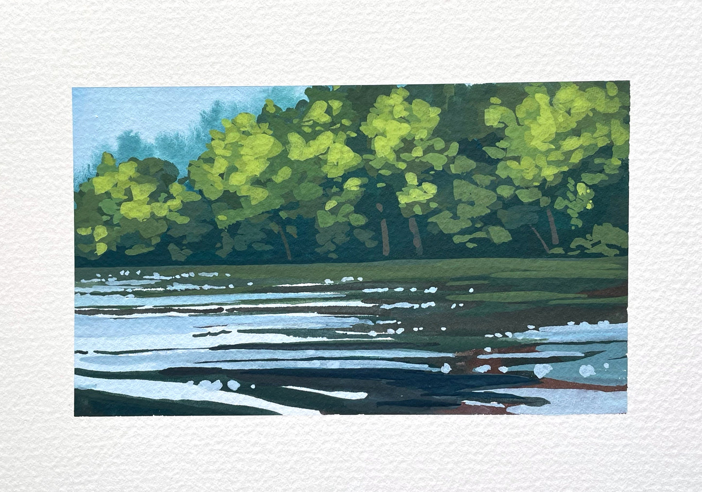 'Lake Study' Original Gouache Painting