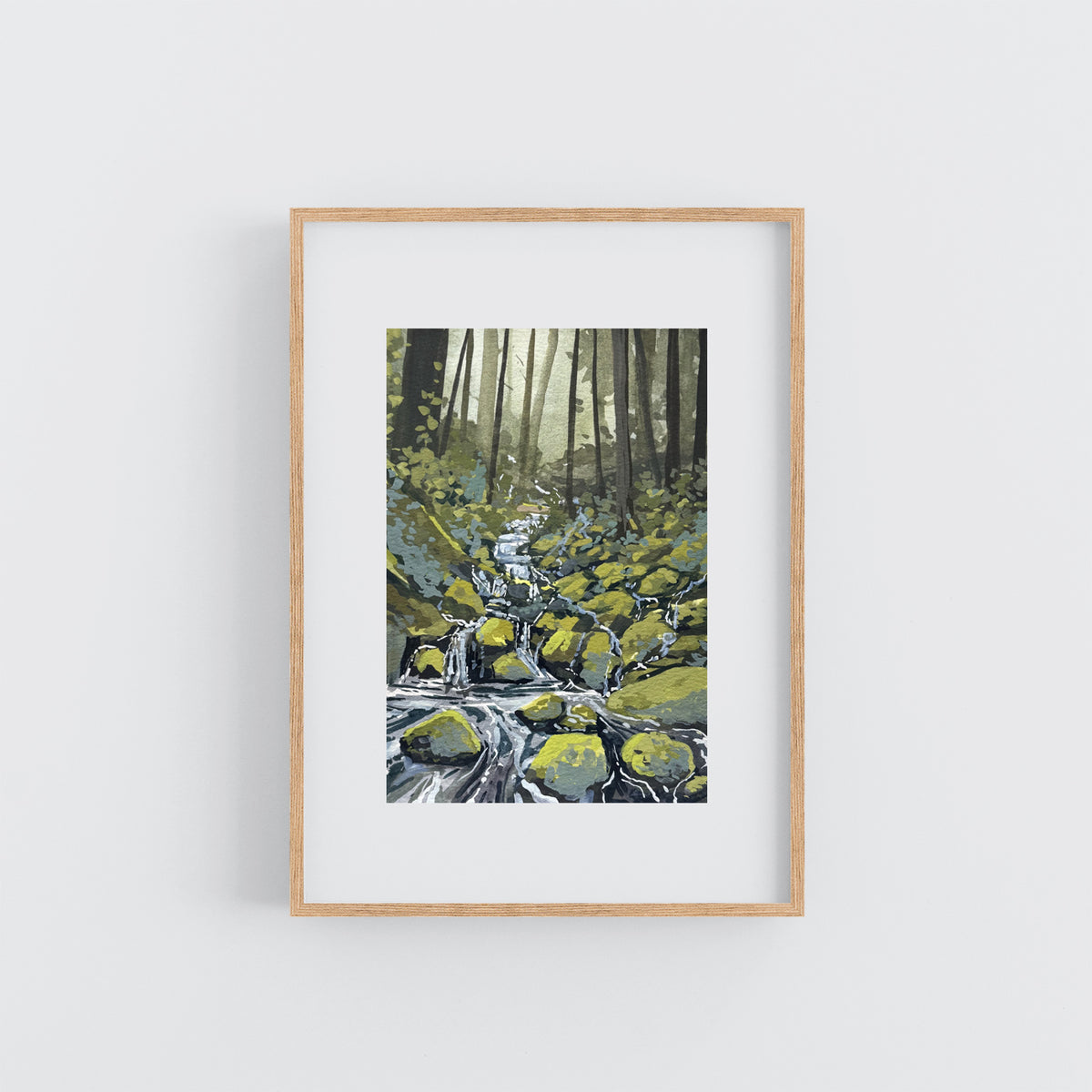 'Mossy Stream' Original Gouache Painting