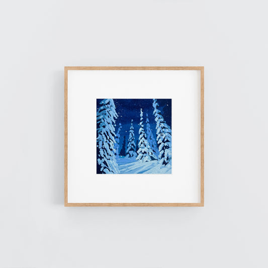 'Night Pines' Original Gouache Painting